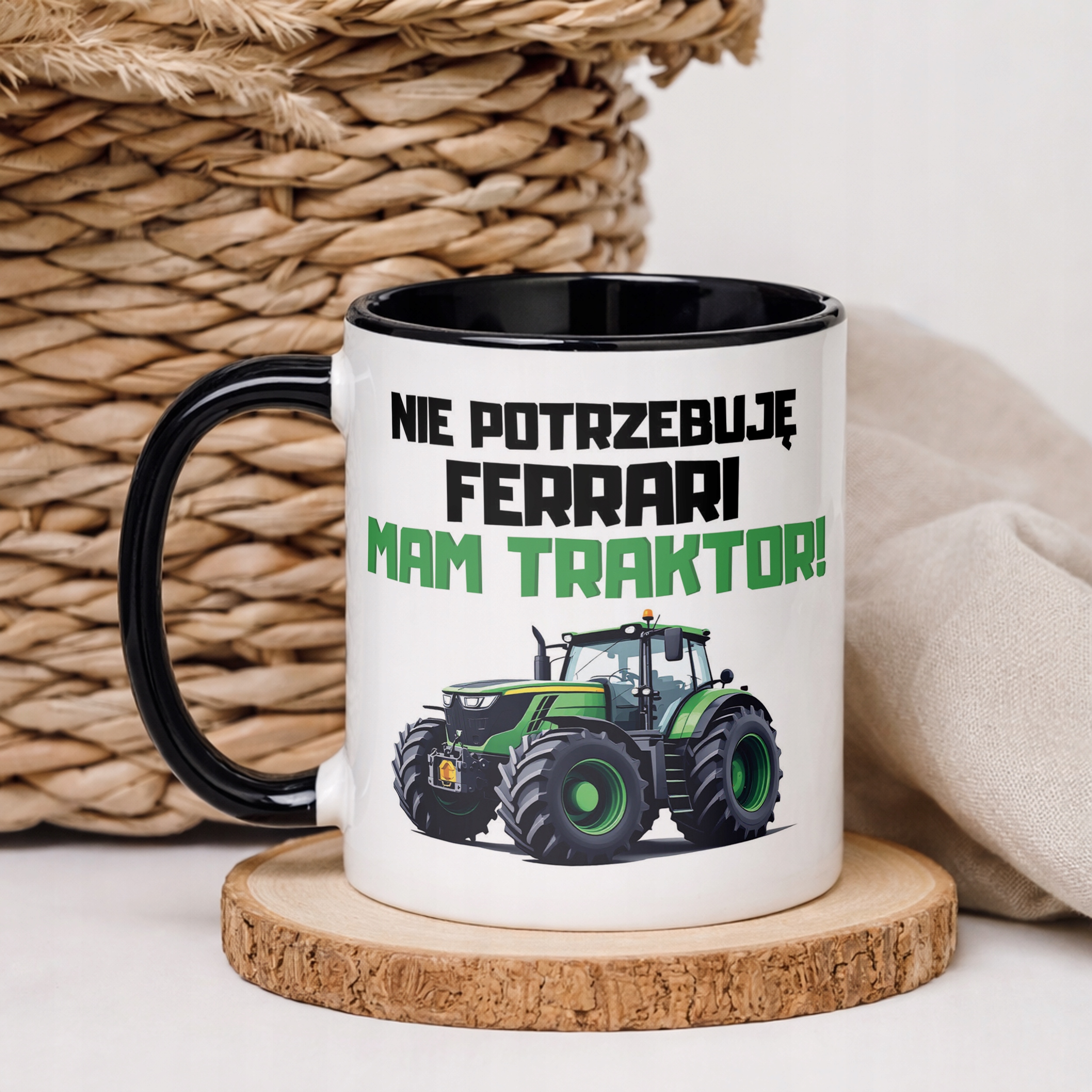 Kubek Czarny Rolnik Dla Rolnika Traktor Zabawny Prezent Upominek