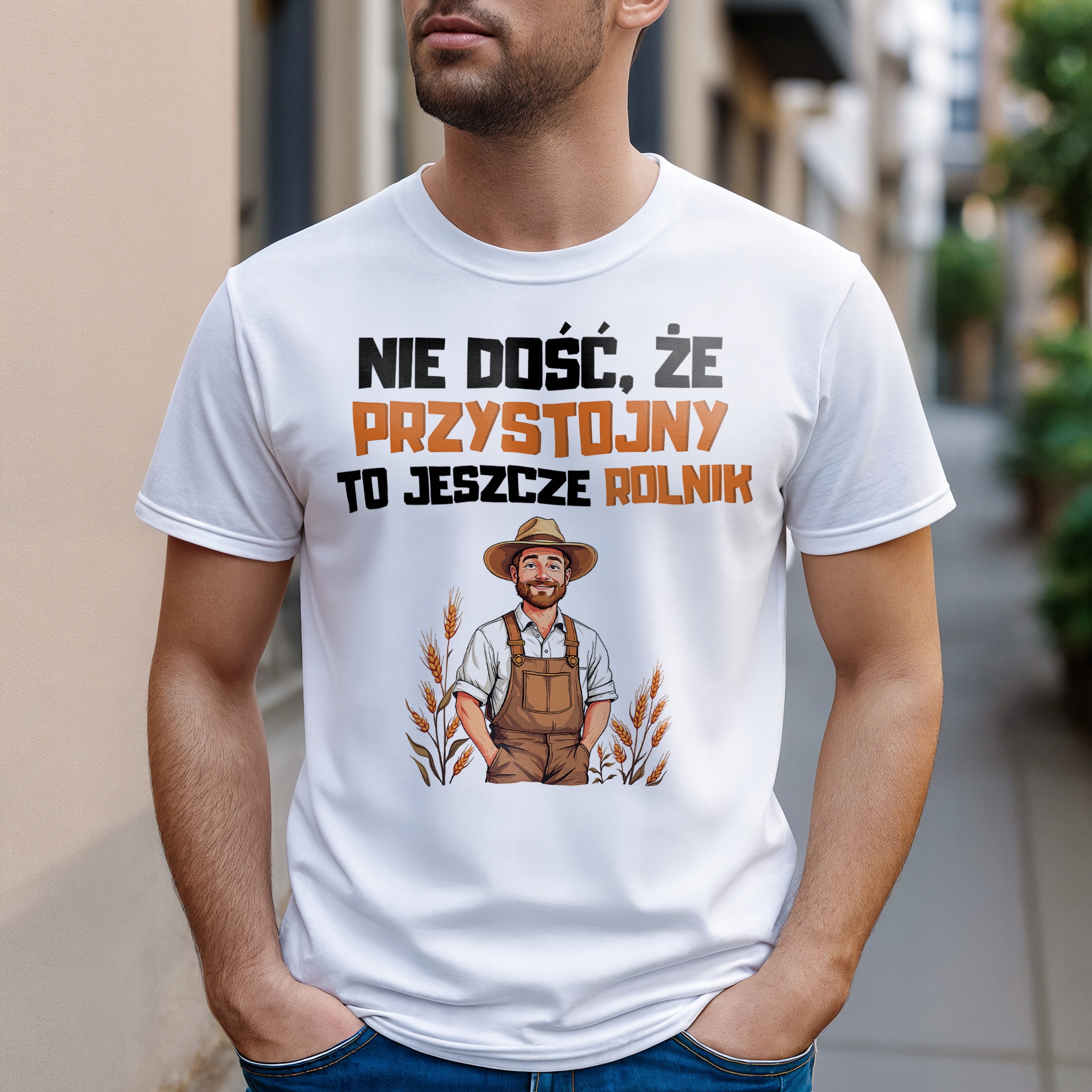 Koszulka biała męska Dla Rolnika Zabawny Prezent Upominek