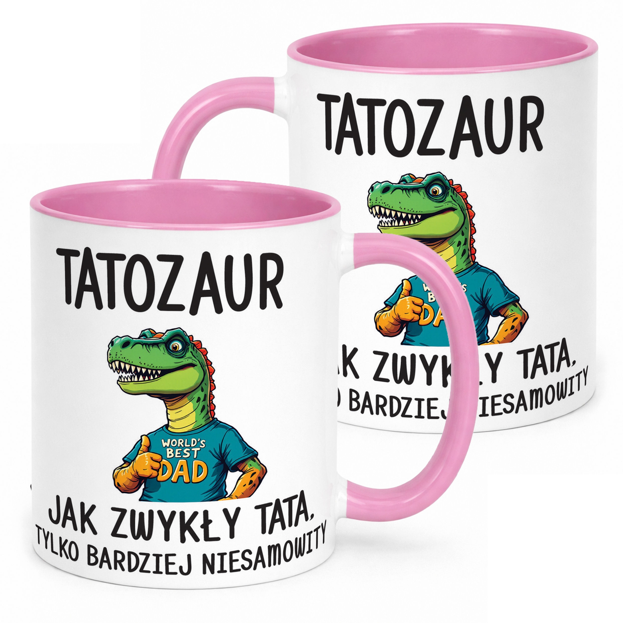 Kubek Różowy Dzień Ojca Tatozaur Prezent Upominek Dla Taty