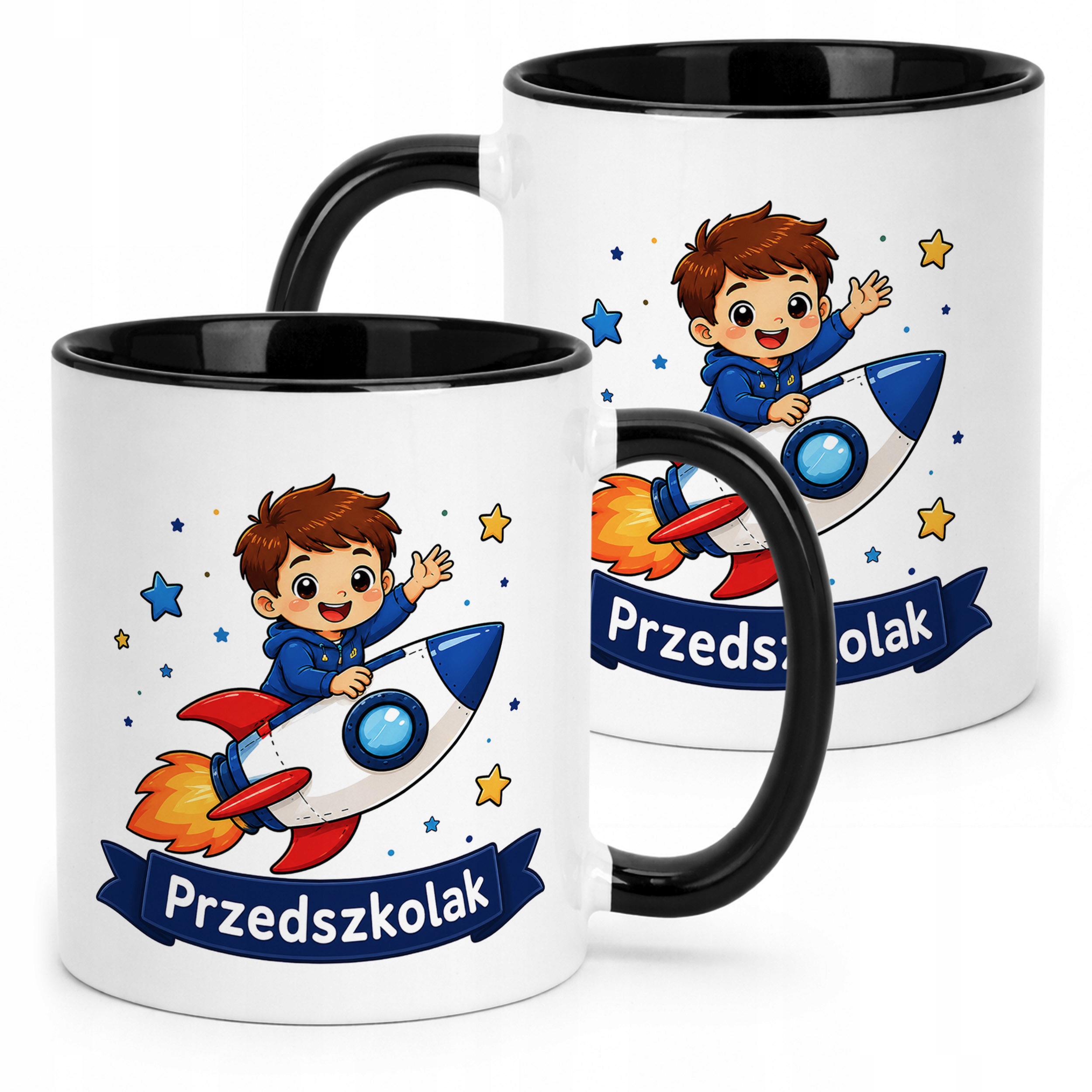 Kubek Czarny z nadrukiem Przedszkolak Szkoła Dla Dzieci Prezent