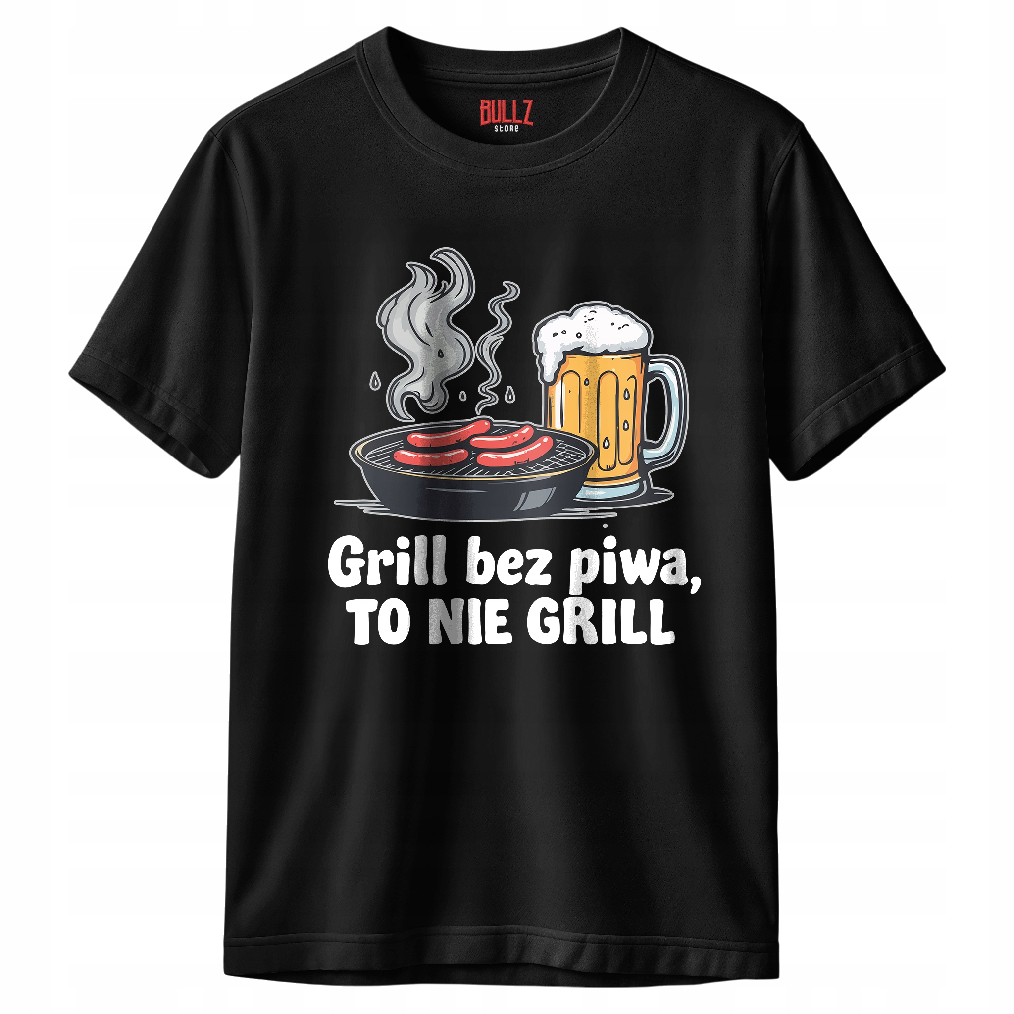 Koszulka czarna męska Grill Bez Piwa To Nie Grill Zabawny Prezent