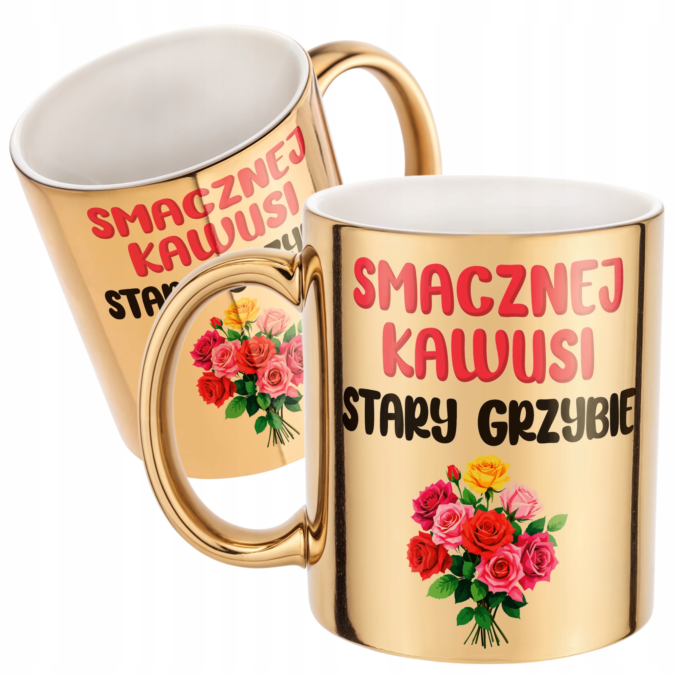 Złoty Kubek Smacznej Kawusi Stary Grzybie Śmieszny Zabawny Prezent