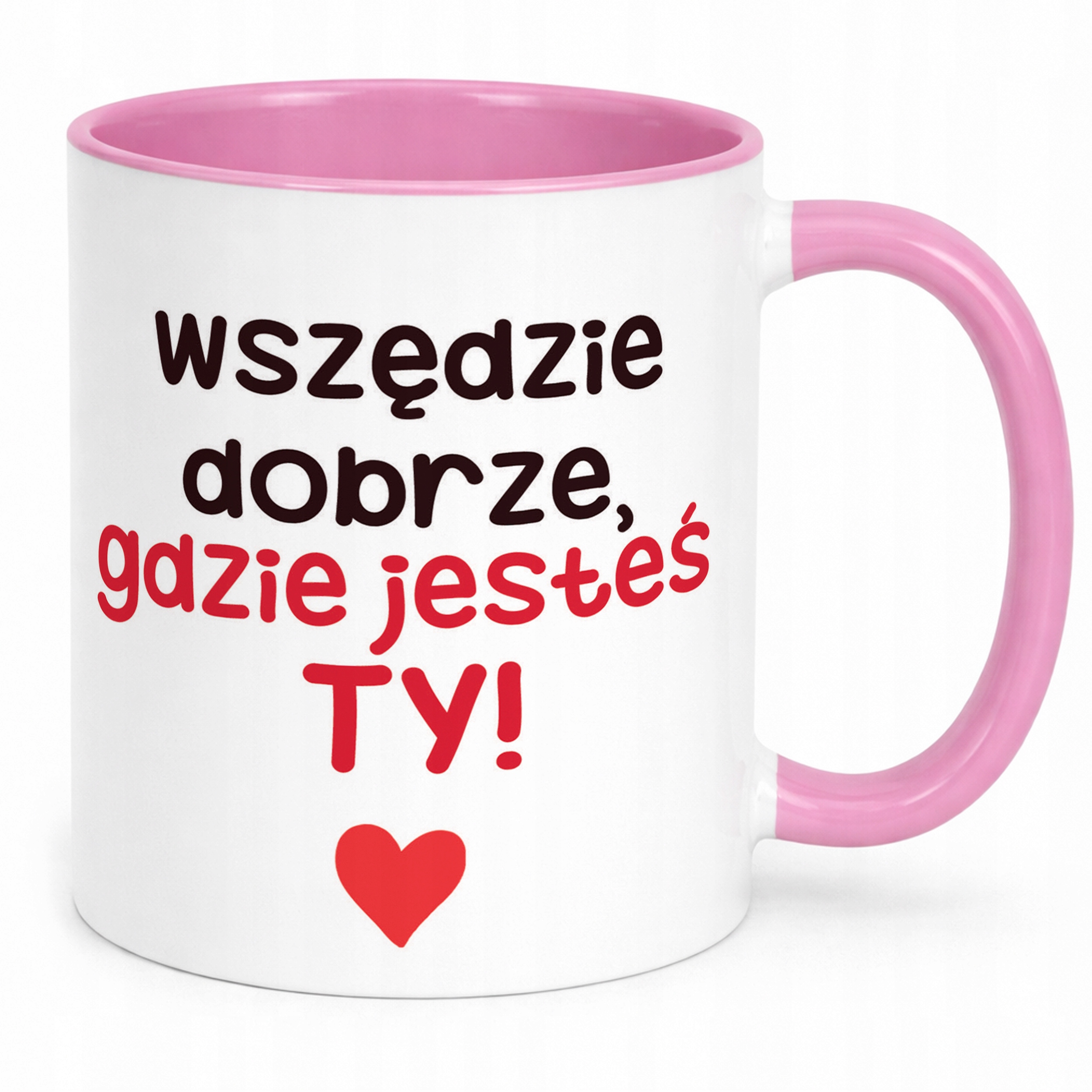 Kubek Różowy Z Własnym Zdjęciem Serce Walentynki Prezent Upominek