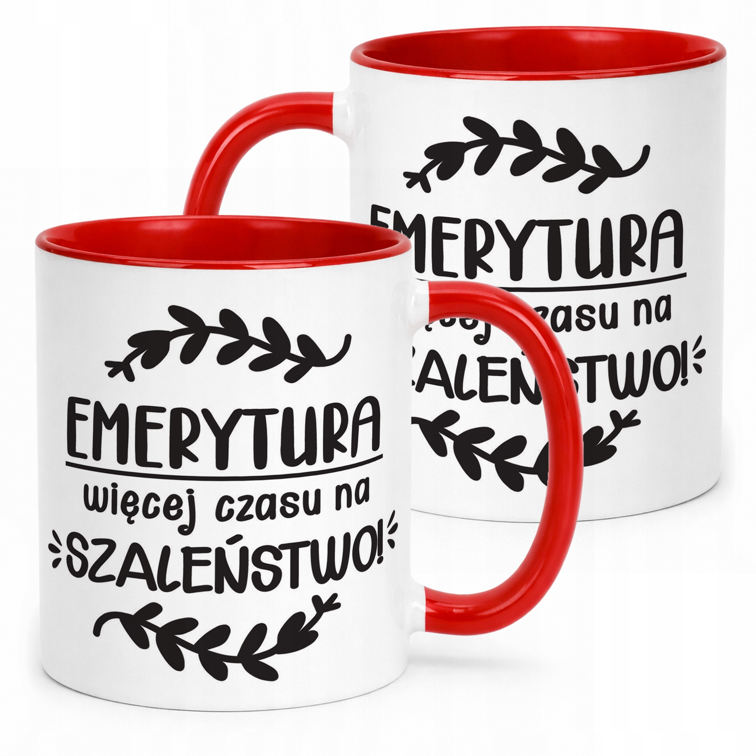 Kubek Czerwony z okazji Emerytury Dla Emeryta Emerytki Prezent Upominek