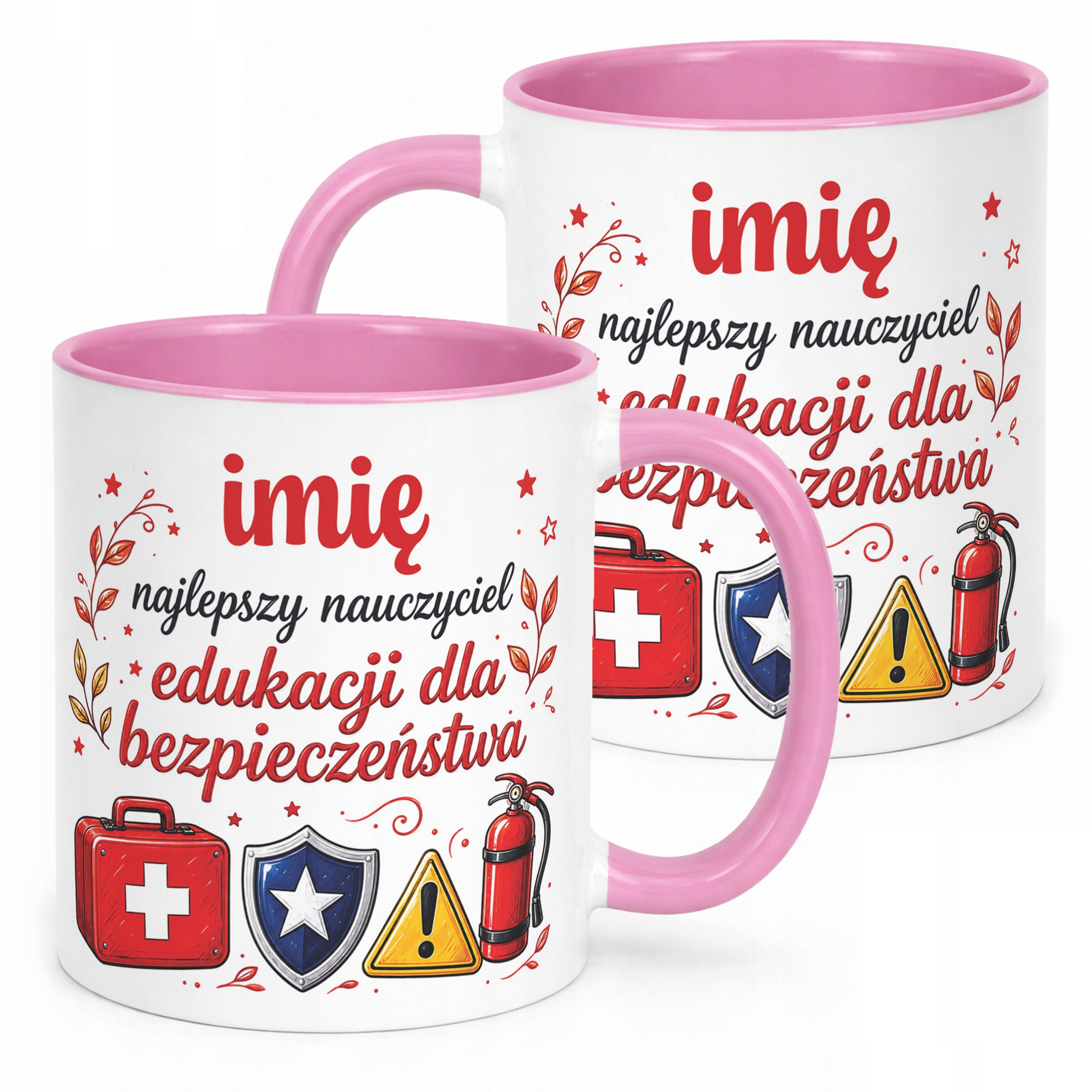 Kubek Różowy z Imieniem Dzień Nauczyciela EDB Prezent