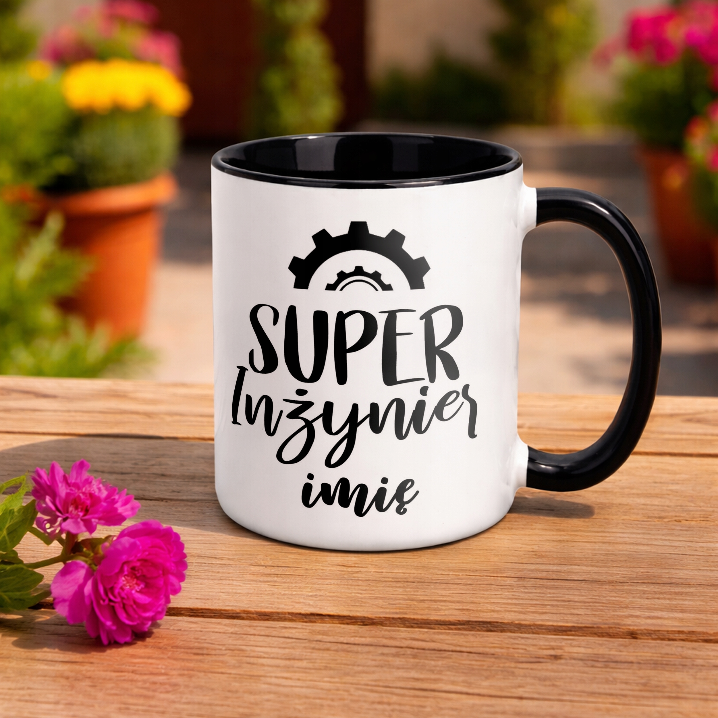Kubek Czarny Personalizowany Super Inżynier Prezent Upominek