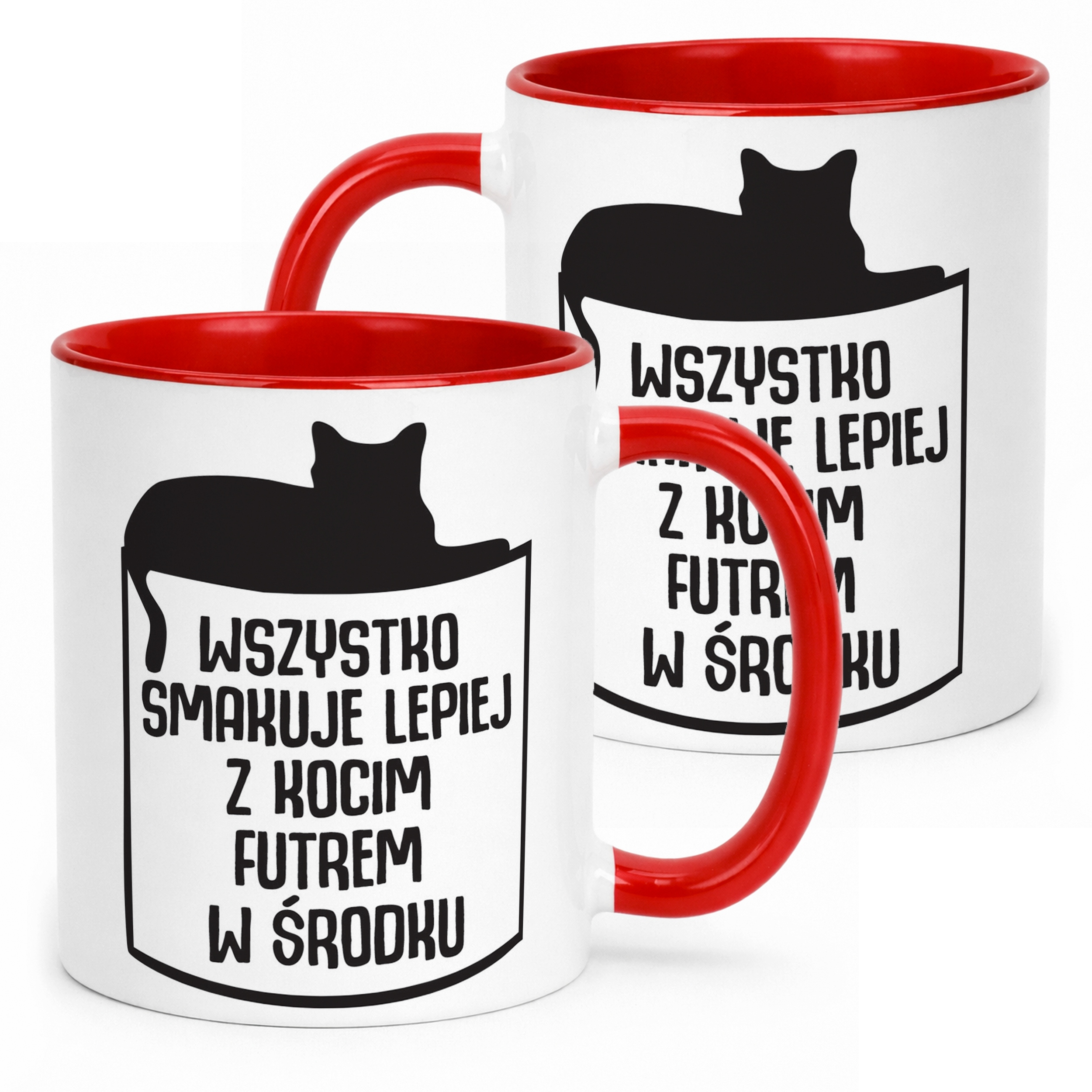 Kubek ceramiczny Wszystko Lepiej Smakuje Z Kocim Futrem Kot Prezent