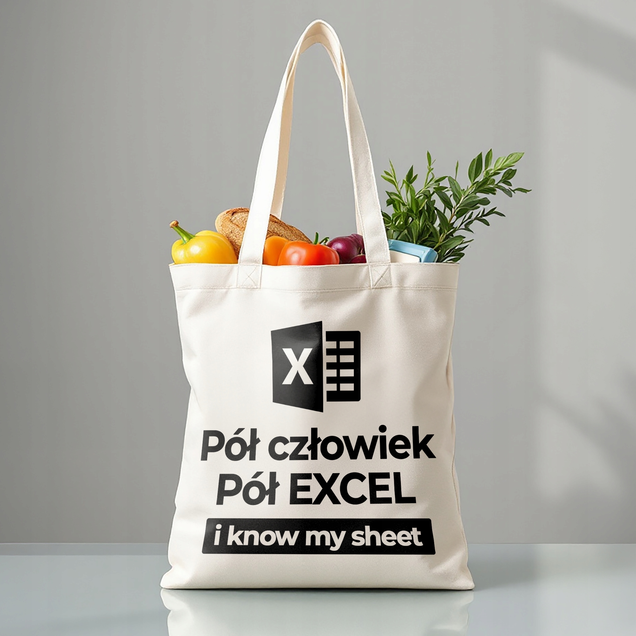 Torba bawełniana premium Pół Człowiek Pół Excel Zabawny Prezent