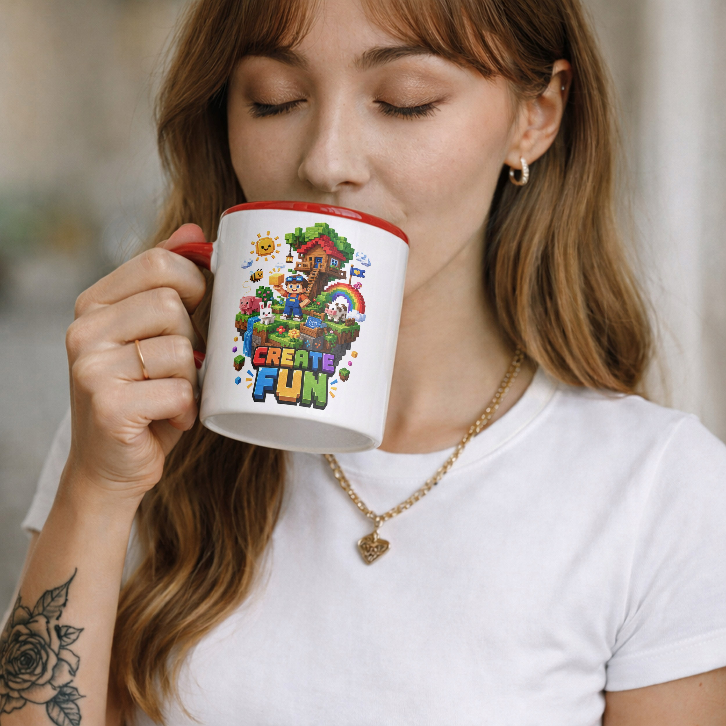 Zestaw Kubek Czerwony Poduszka Z Nadrukiem PIXEL GRA Prezent