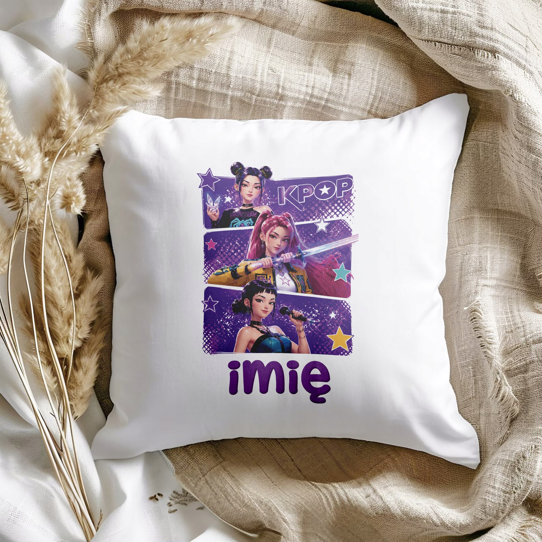 Zestaw Personalizowany Kubek Czarny Poduszka Łowczynie Kpop Prezent