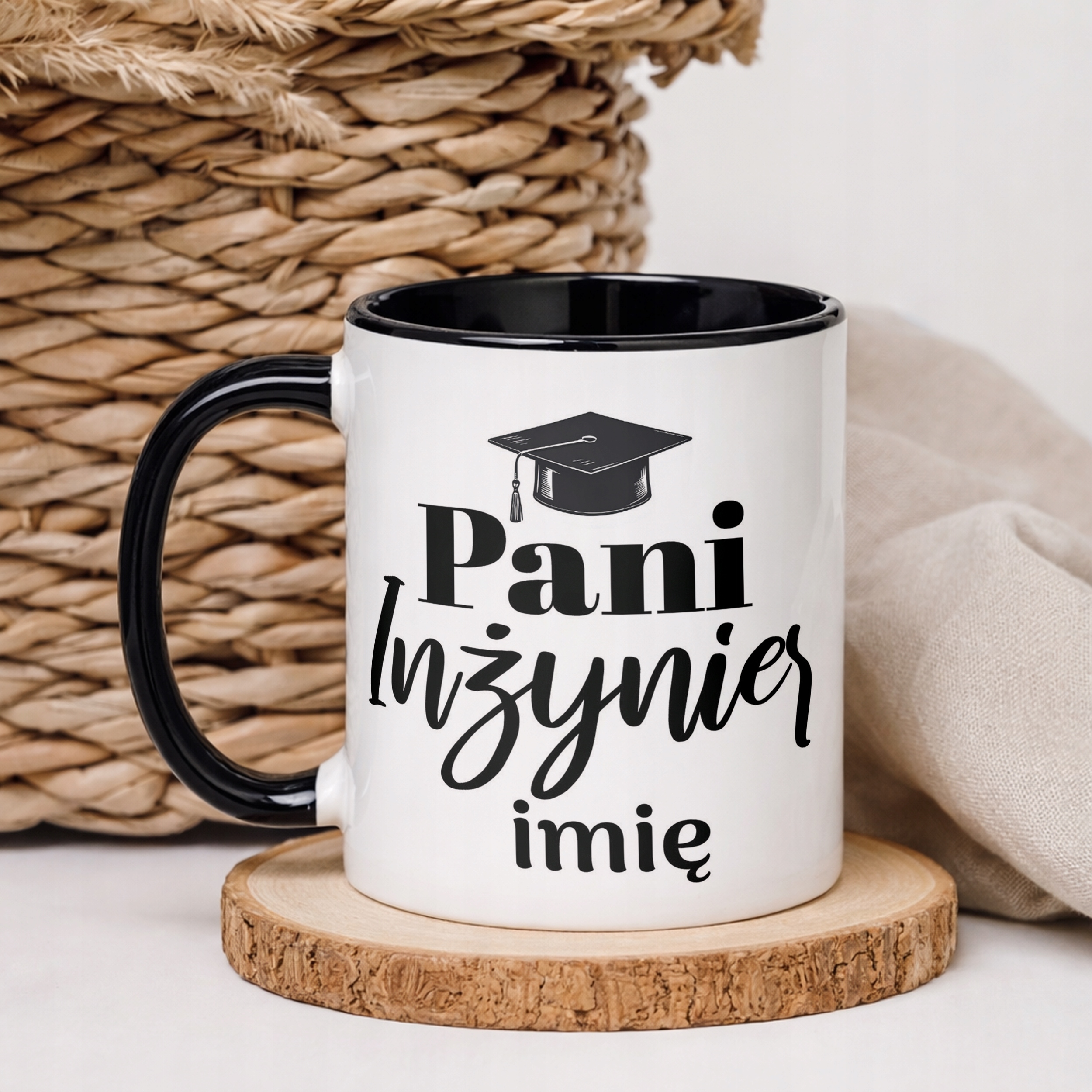 Kubek Czarny Personalizowany Pani Inżynier Prezent Upominek