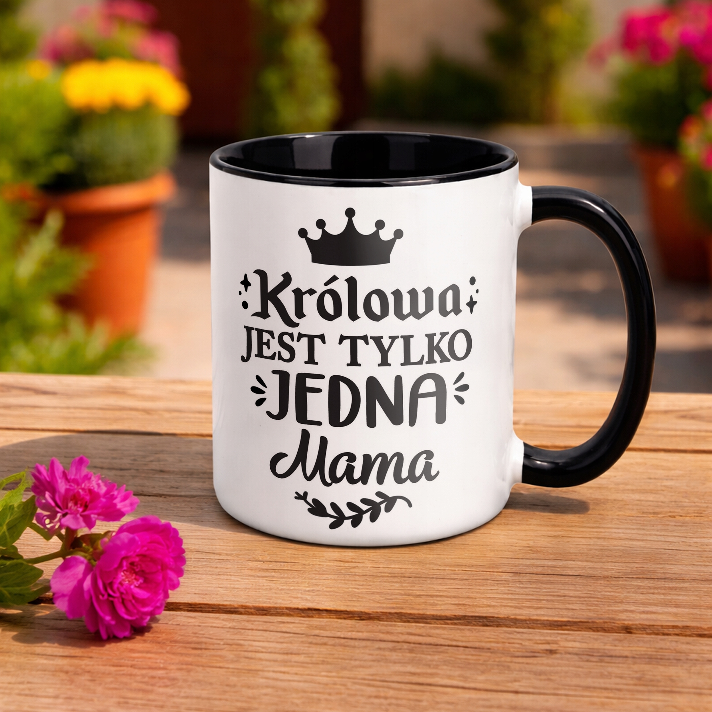 Kubek Czarny Dzień Matki Dla Mamy Prezent Królowa Jest Tylko Jedna