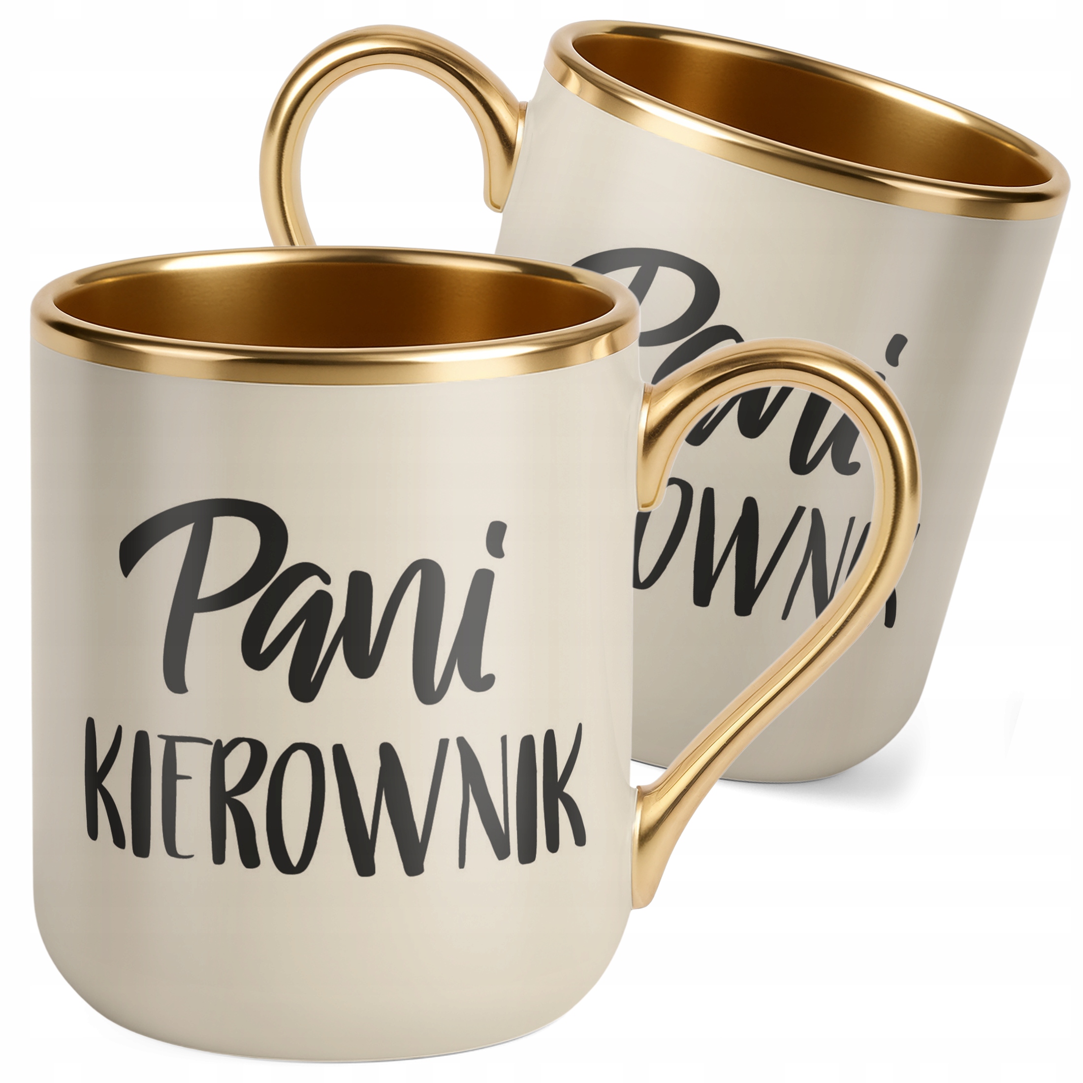 Kubek Premium Złoty Ecru Pani Kierownik Dla Kobiety Praca Prezent