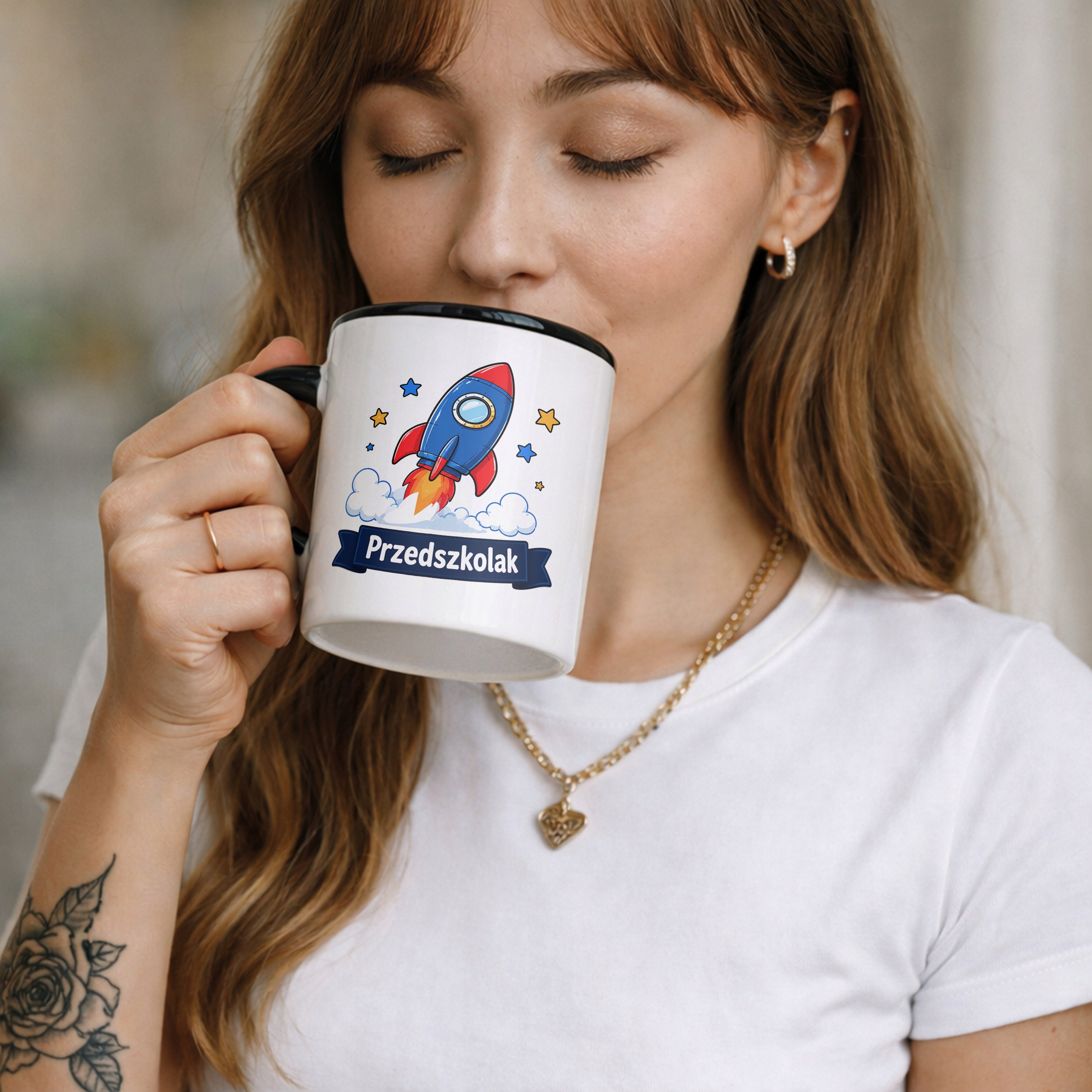 Zestaw Plecak Worek Kubek Czarny Z Nadrukiem Przedszkolak Dla Dzieci