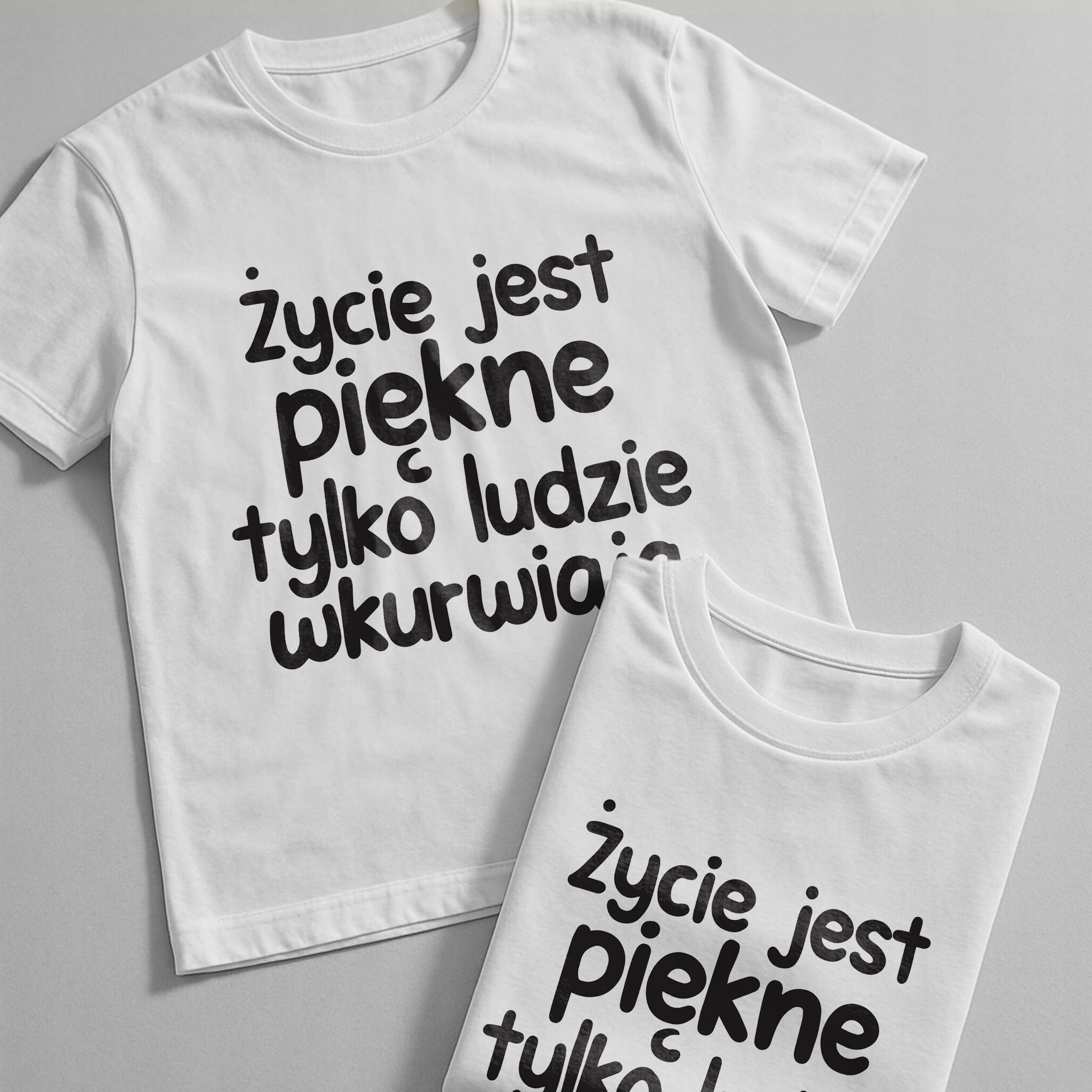 Koszulka biała męska Życie Jest Piękne Zabawny Prezent