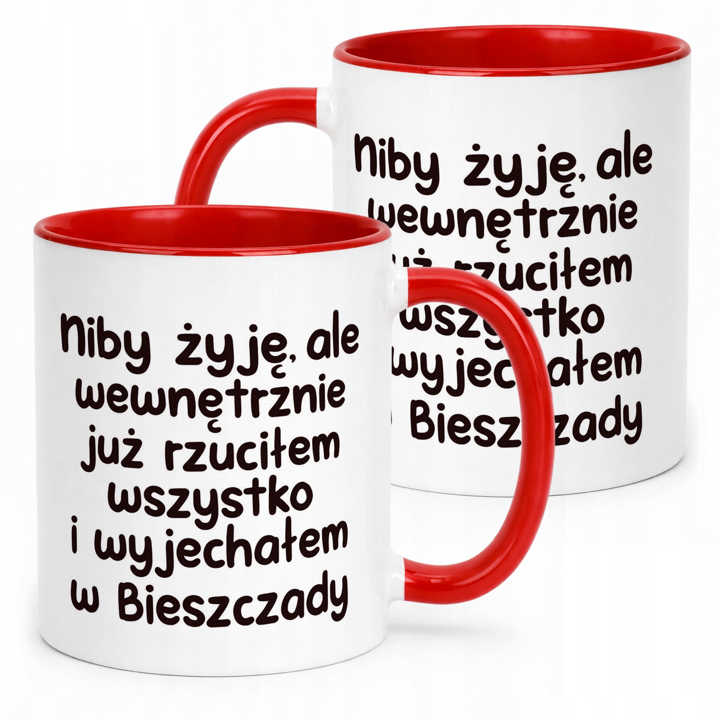 Kubek Czerwony Niby Żyję Ale Wewnętrznie Śmieszny Zabawny Prezent
