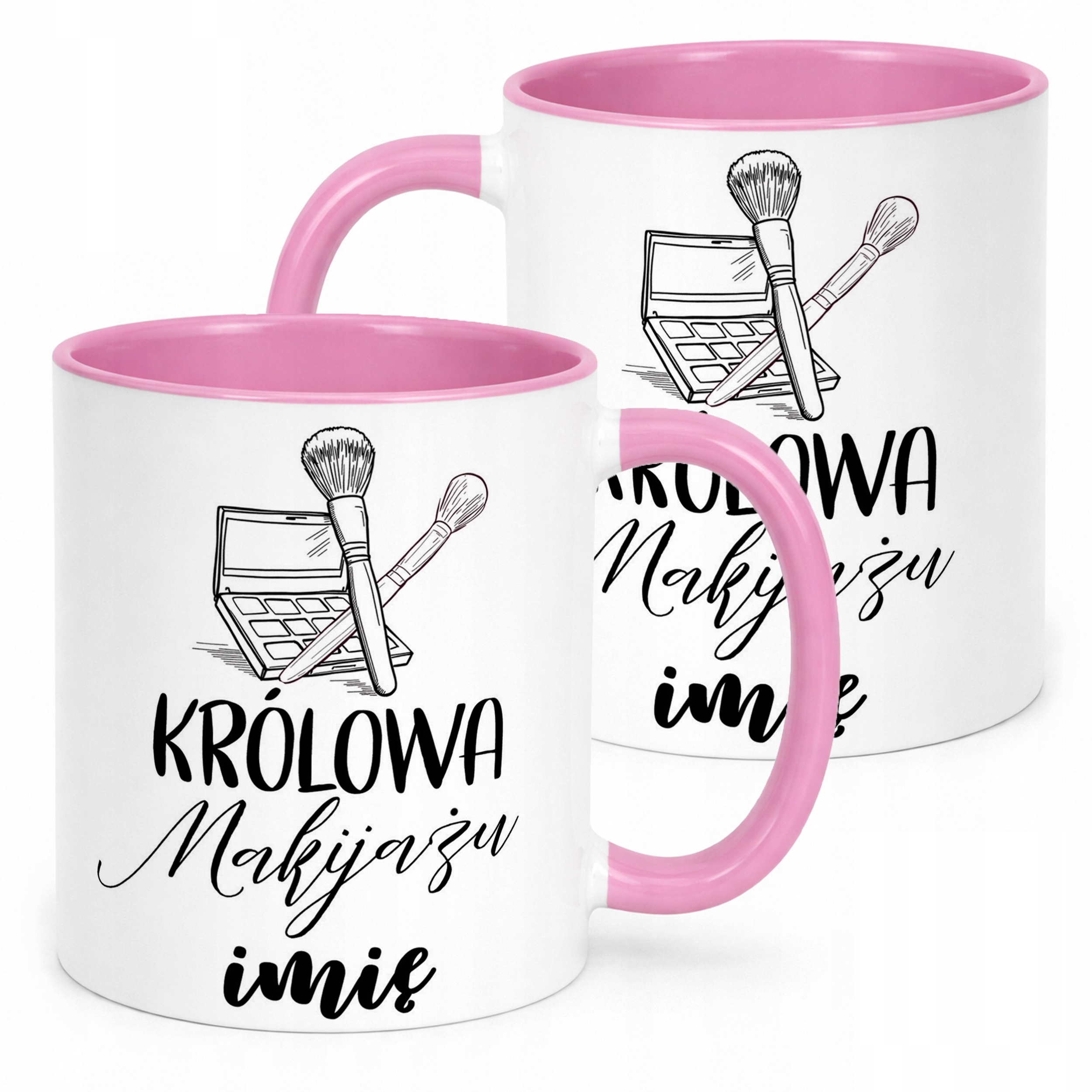 Kubek Różowy Personalizowany Królowa Makijażu Prezent