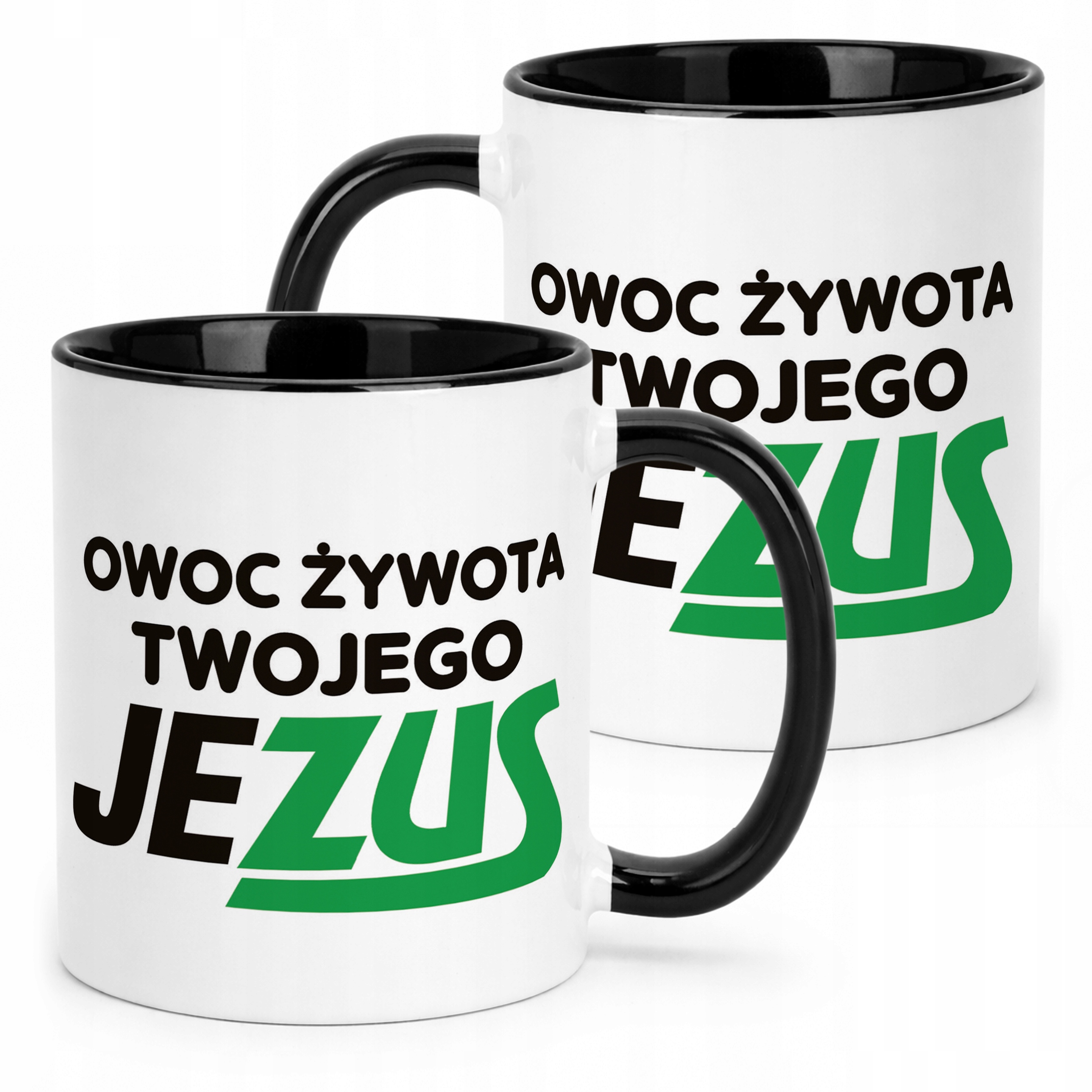 Kubek Czarny Owoc Żywota Twojego Jezus Śmieszny Zabawny Prezent
