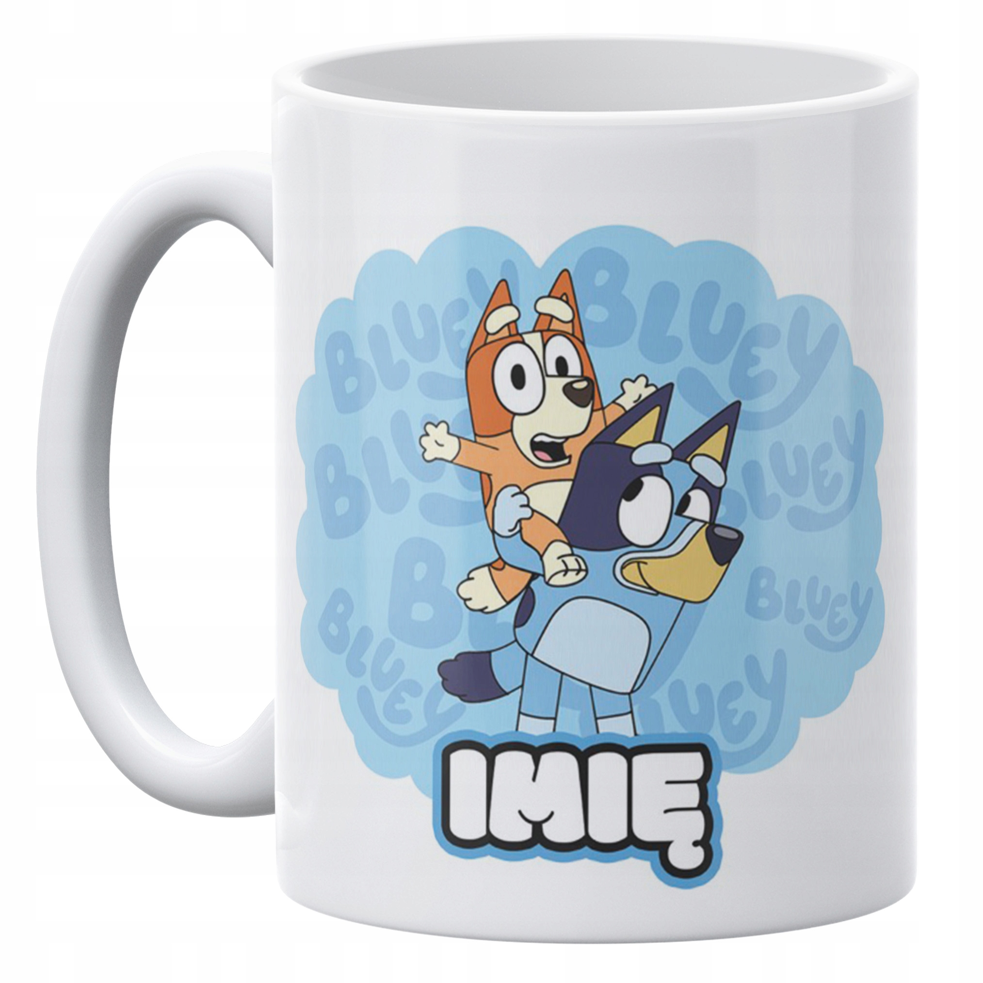 Zestaw Personalizowany Kubek + Poduszka 38×38 cm Dla Fanów Bajki Bluey