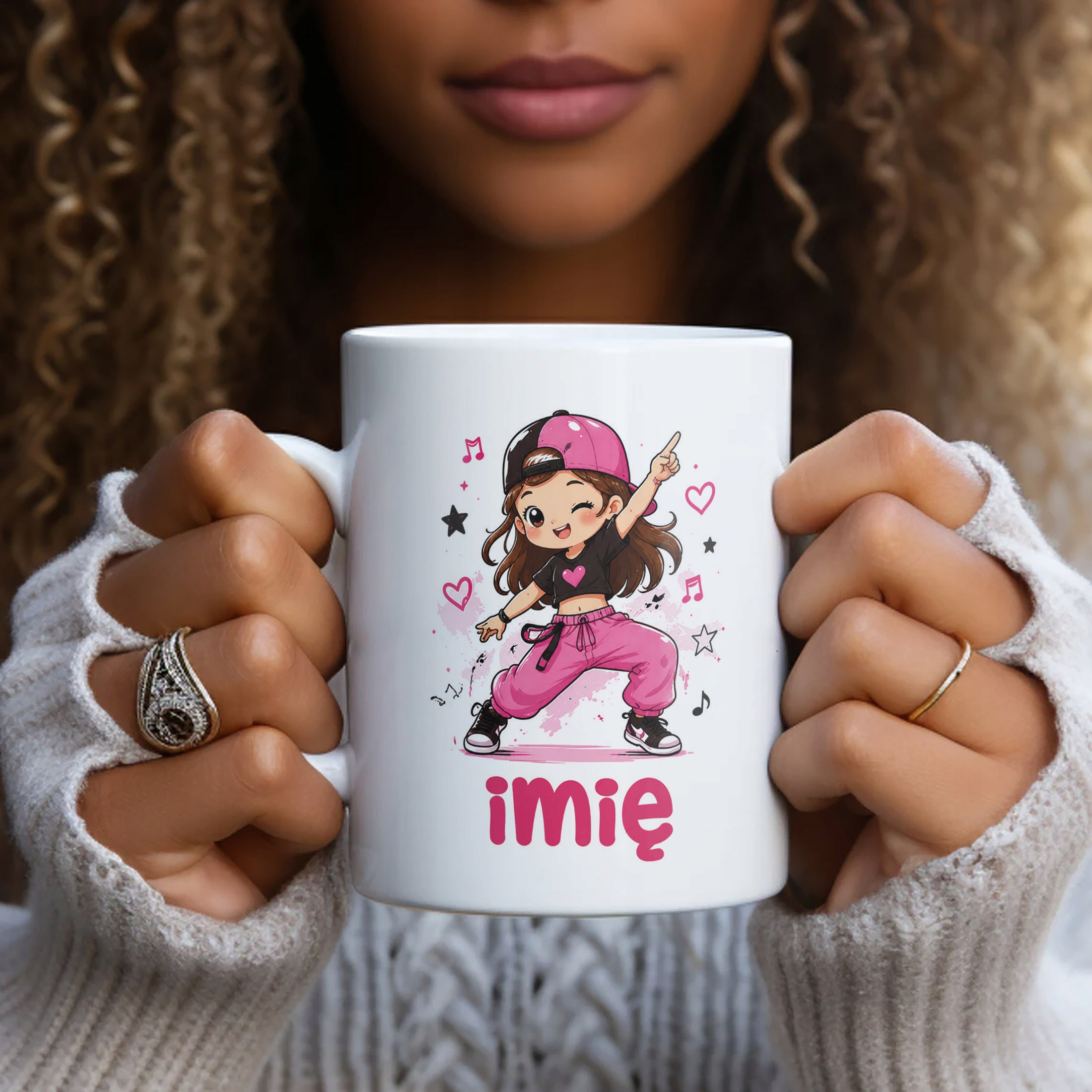 Biały Kubek z nadrukiem personalizowany Taniec Hip Hop Dla Dzieci Prezent