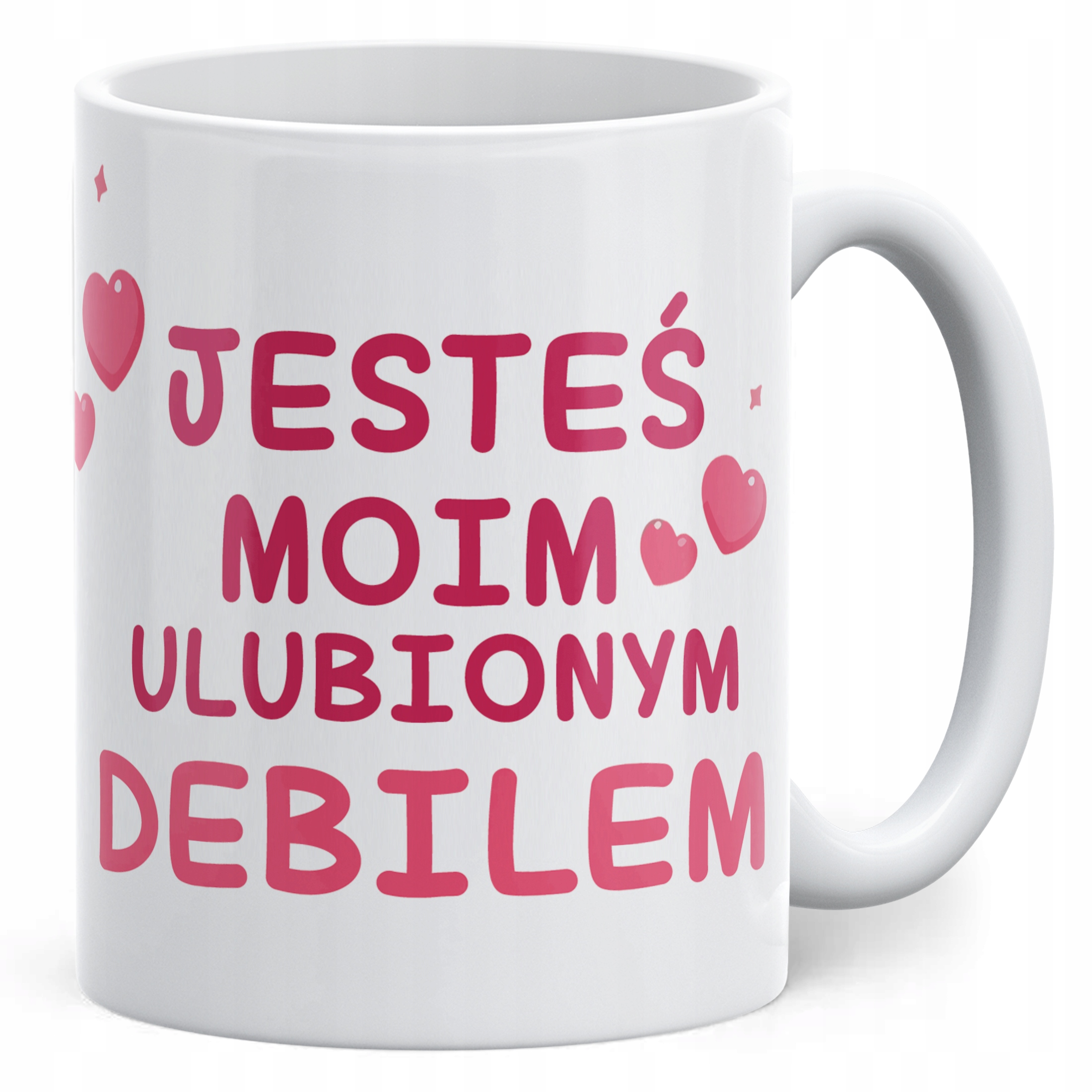 Kubek ceramiczny 330ml Walentynki Jesteś Moim Ulubionym Debilem Miś Prezent