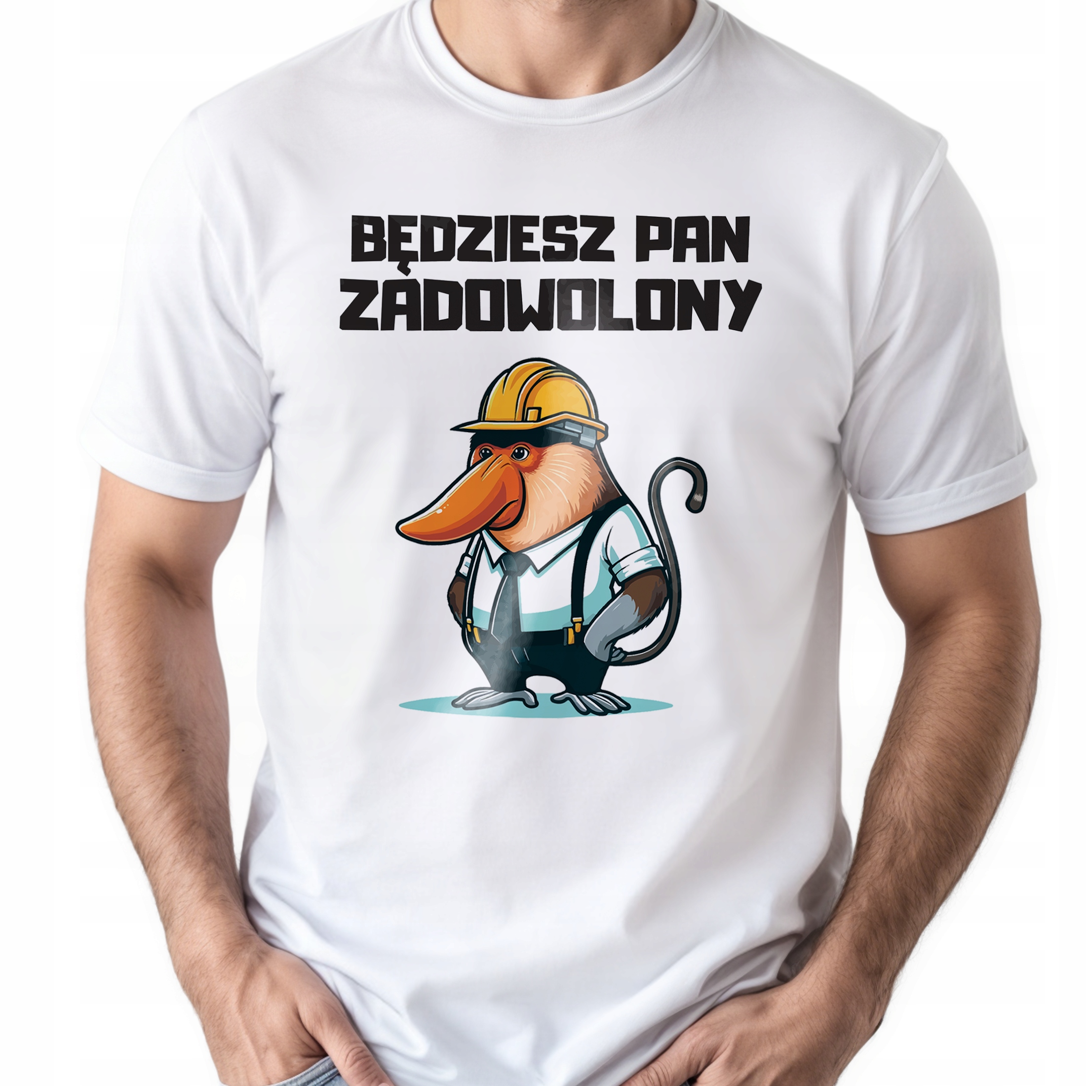 Koszulka biała męska Będziesz Pan Zadowolony Prezent r. 3XL