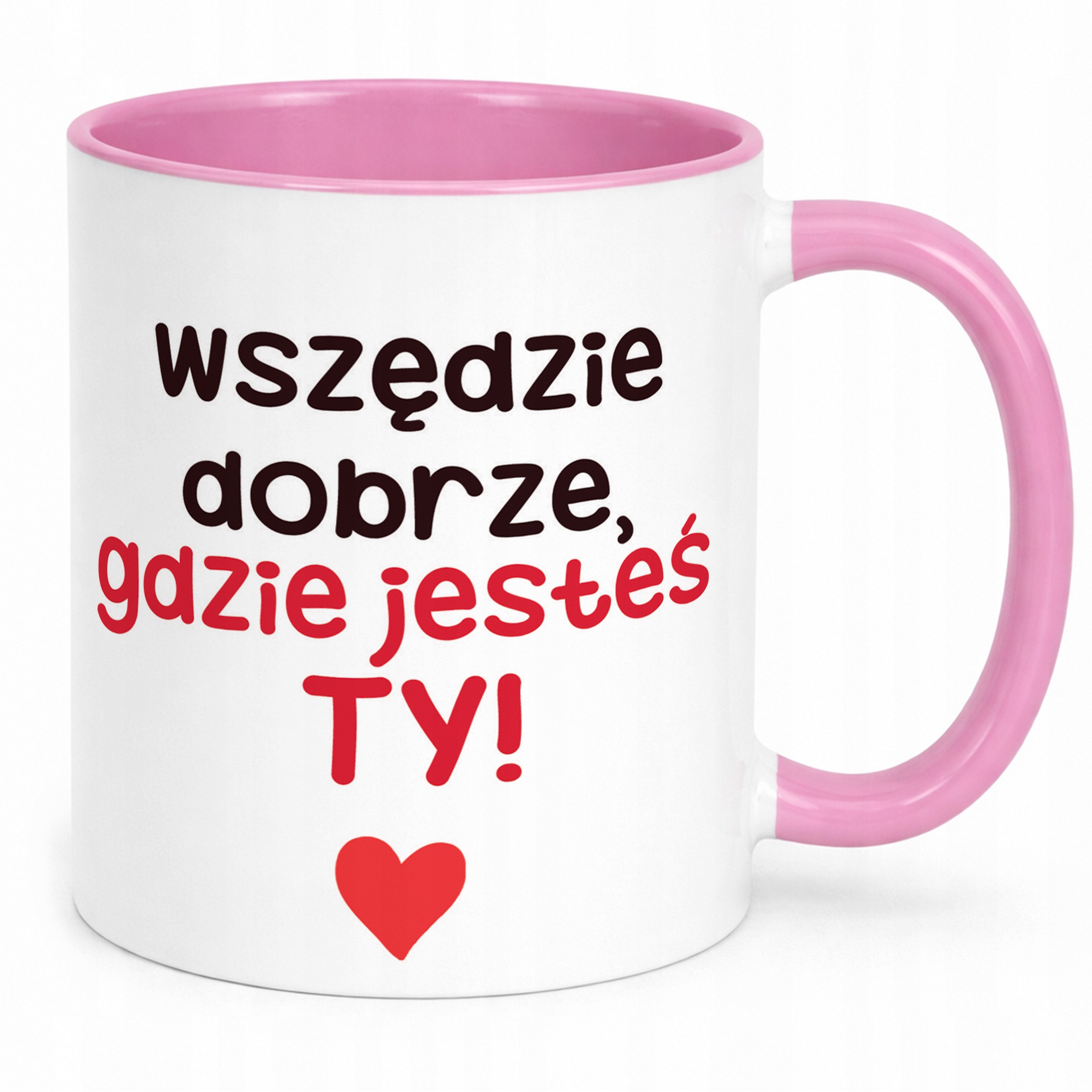 Kubek Różowy Personalizowany Serce Walentynki Prezent Upominek