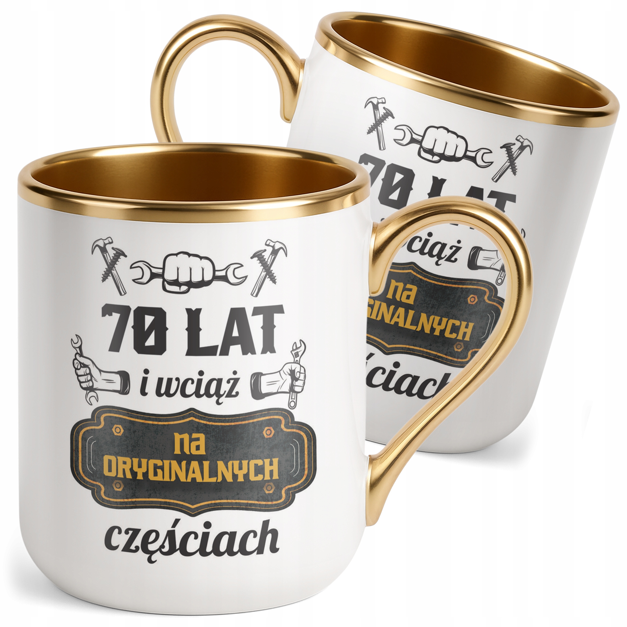 Kubek Premium Złoty 70 Lat i Wciąż Na Oryginalnych Częściach Urodziny