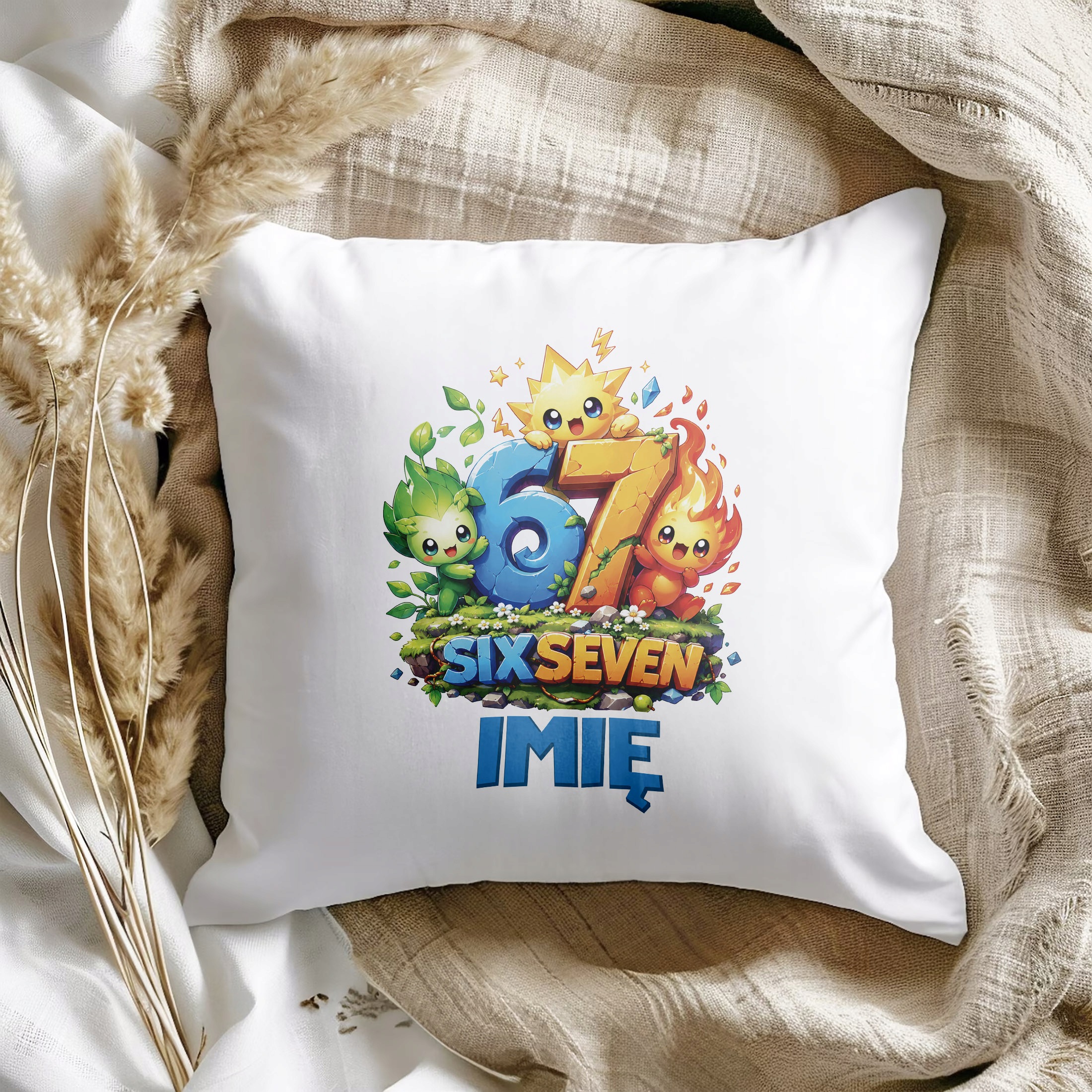 Zestaw Personalizowany Kubek Czerwony Poduszka 67 Six Seven Prezent