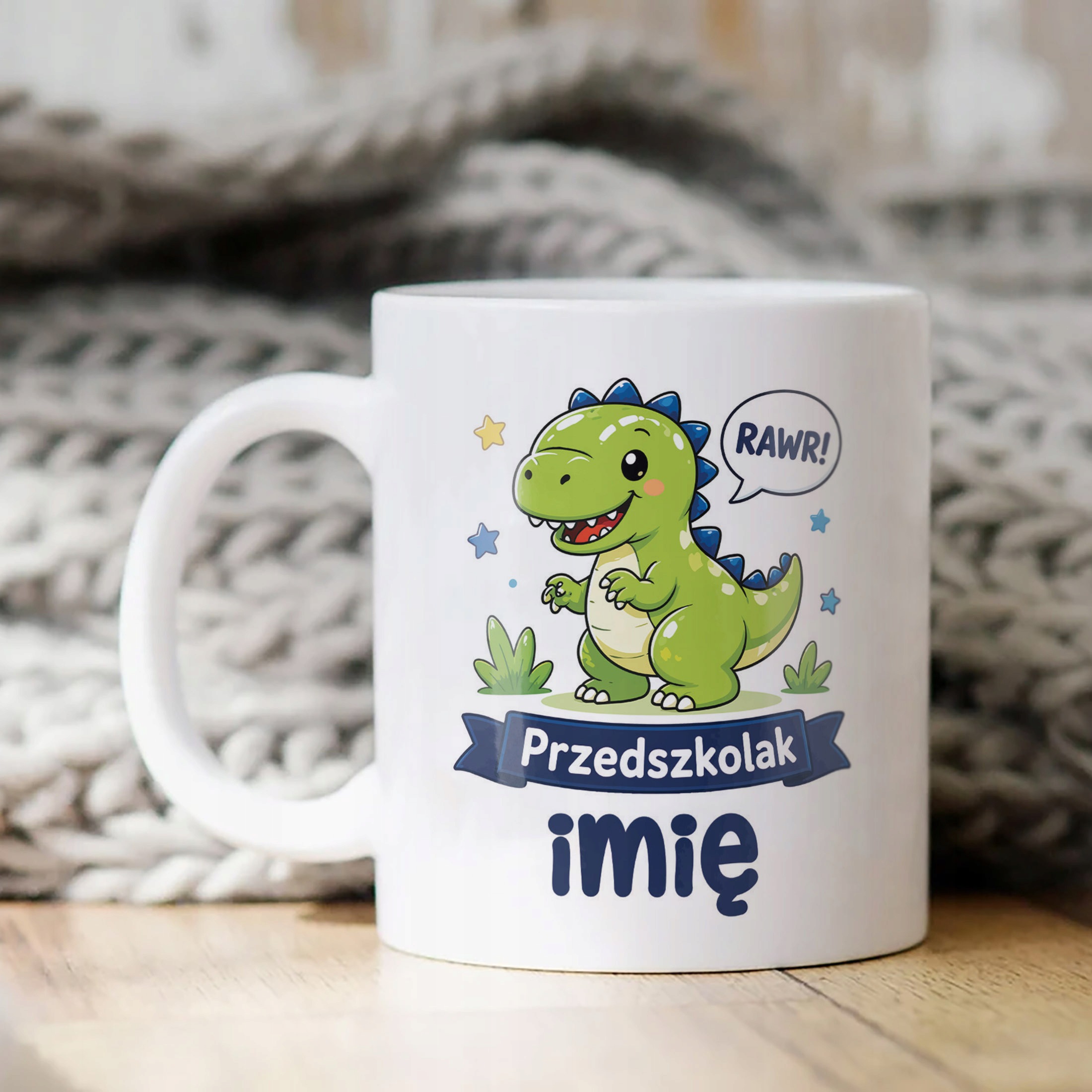 Biały Kubek z nadrukiem personalizowany Przedszkolak Szkoła Dla Dzieci