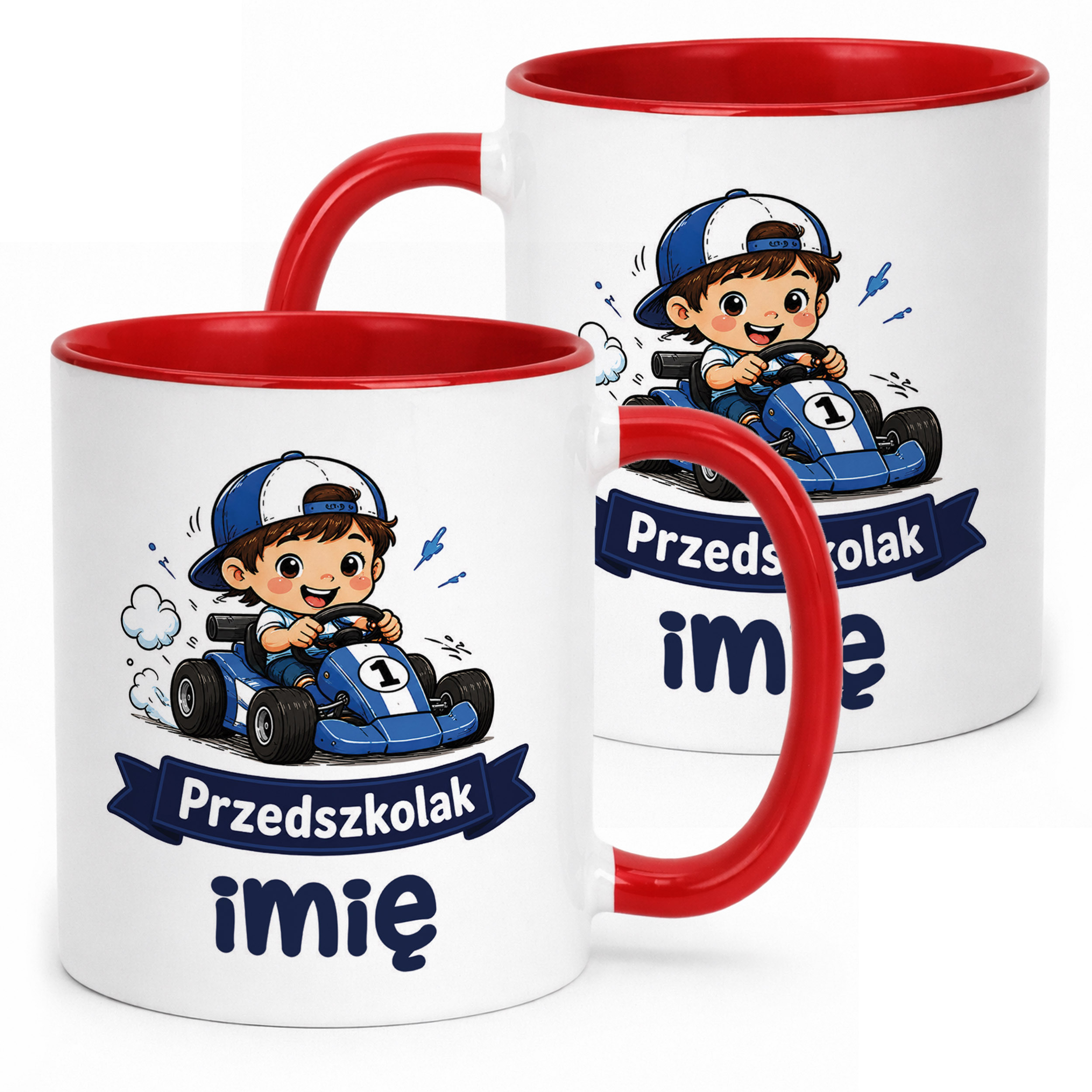 Kubek Czerwony z nadrukiem personalizowany Przedszkolak Szkoła Dla Dzieci