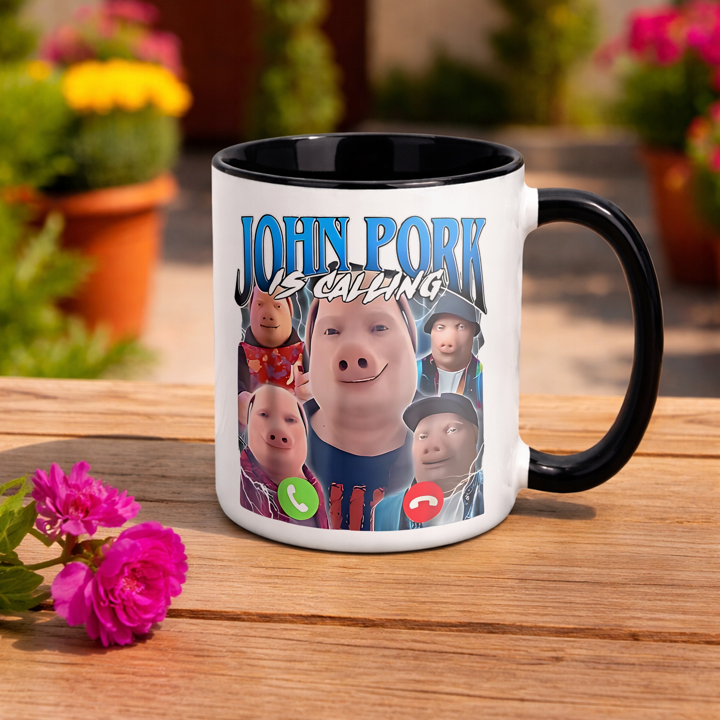 Kubek Czarny John Pork Calling viral tiktok brainrot mem