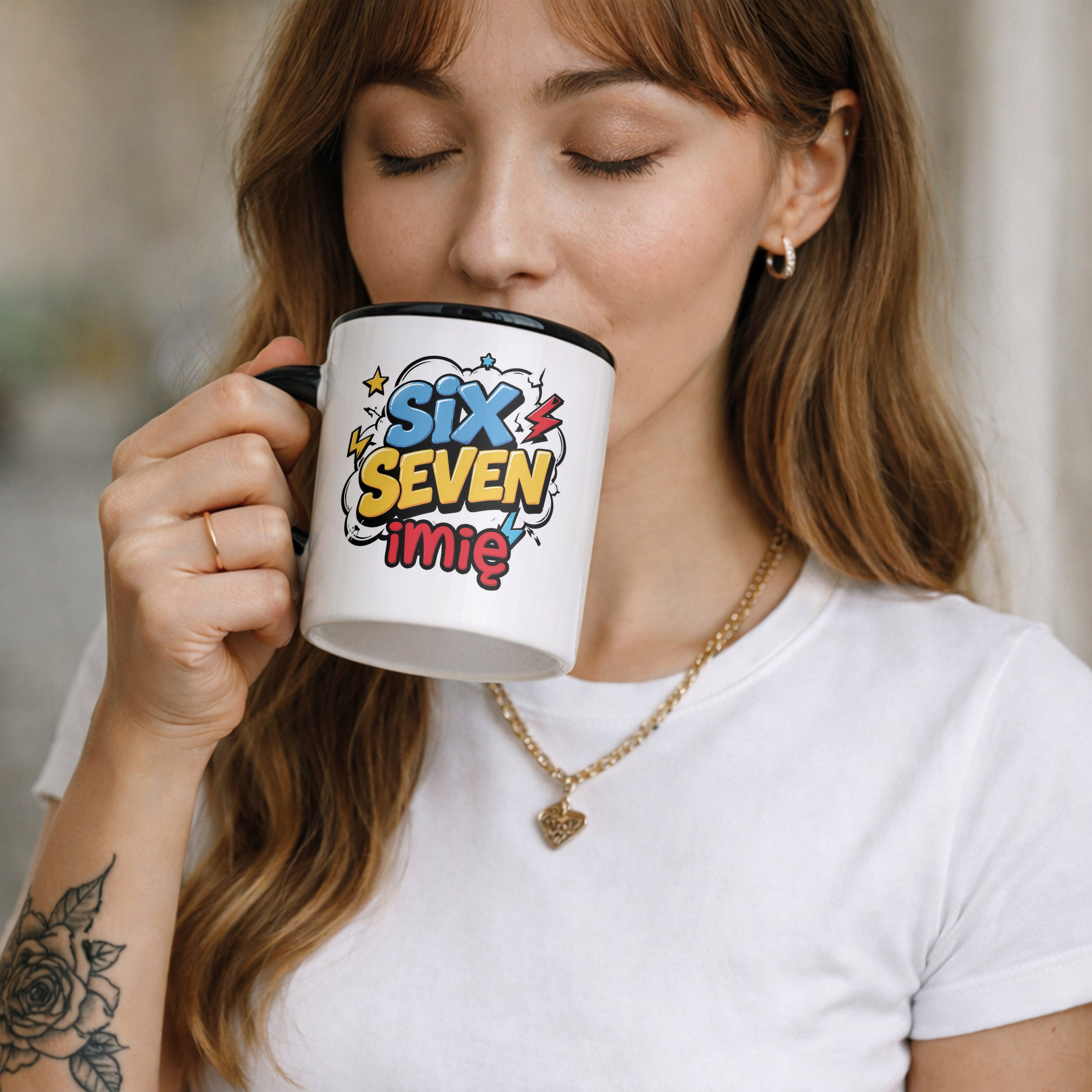 Zestaw Personalizowany Plecak Worek Kubek Czarny 67 Six Seven Prezent