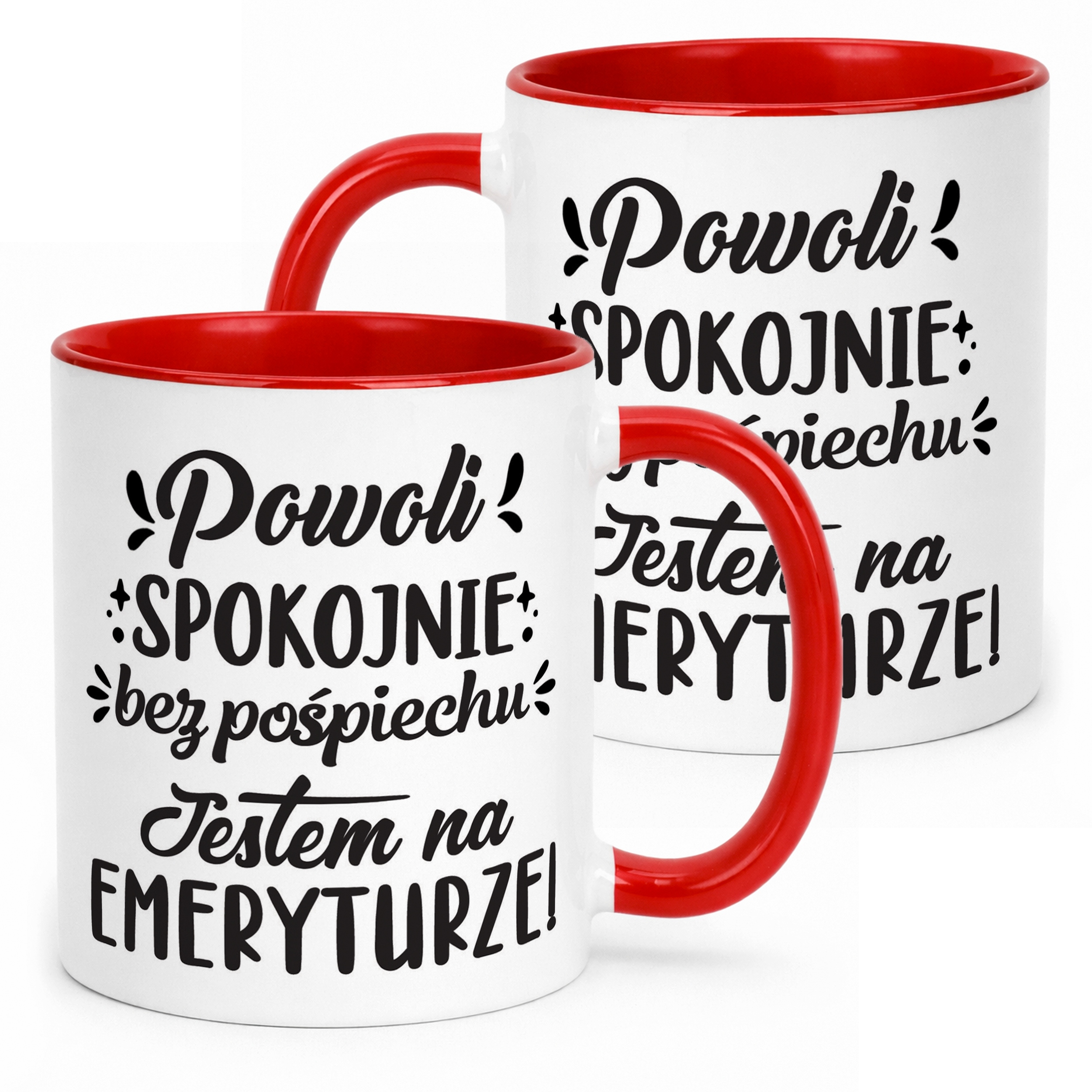 Kubek Czerwony z okazji Emerytury Dla Emeryta Emerytki Prezent Upominek