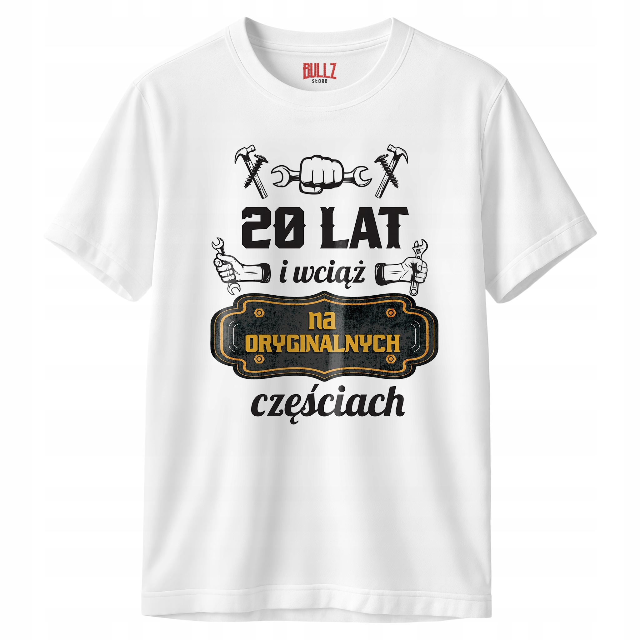 Koszulka biała męska 20 Urodziny Wciąż Na Oryginalnych Częściach