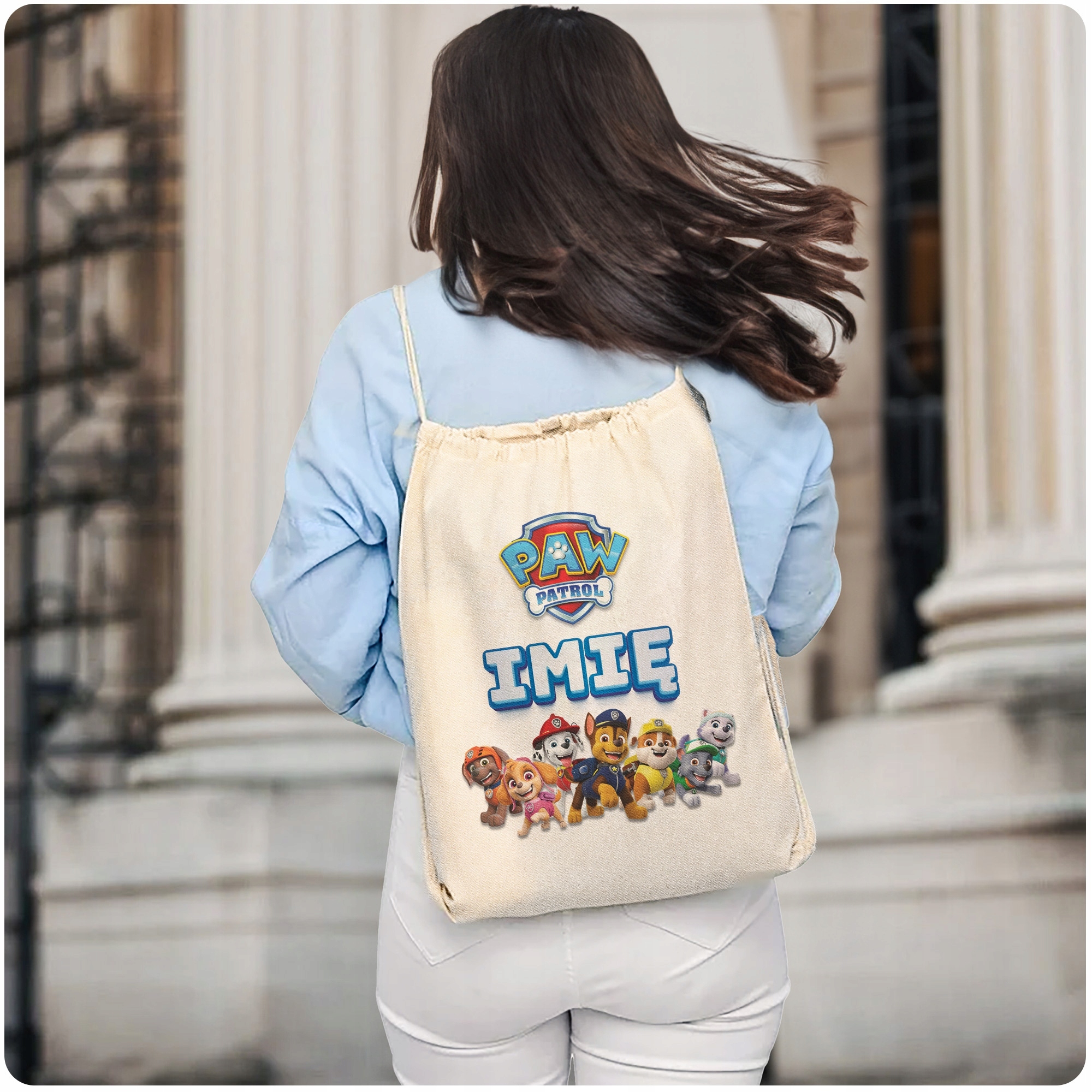 Plecak bawełniany Z Imieniem Psi Patrol Dla Dzieci Do Szkoły Przedszkola