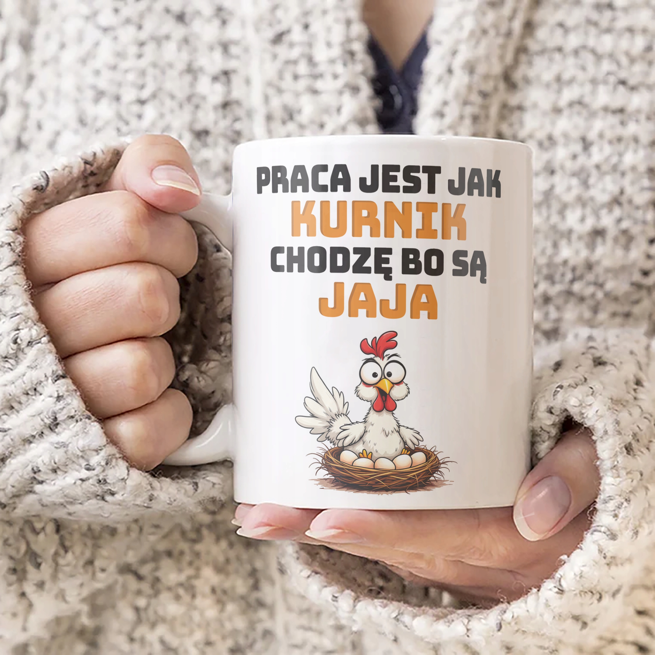 Kubek ceramiczny Praca Jest Jak Kurnik Zabawny Prezent Praca