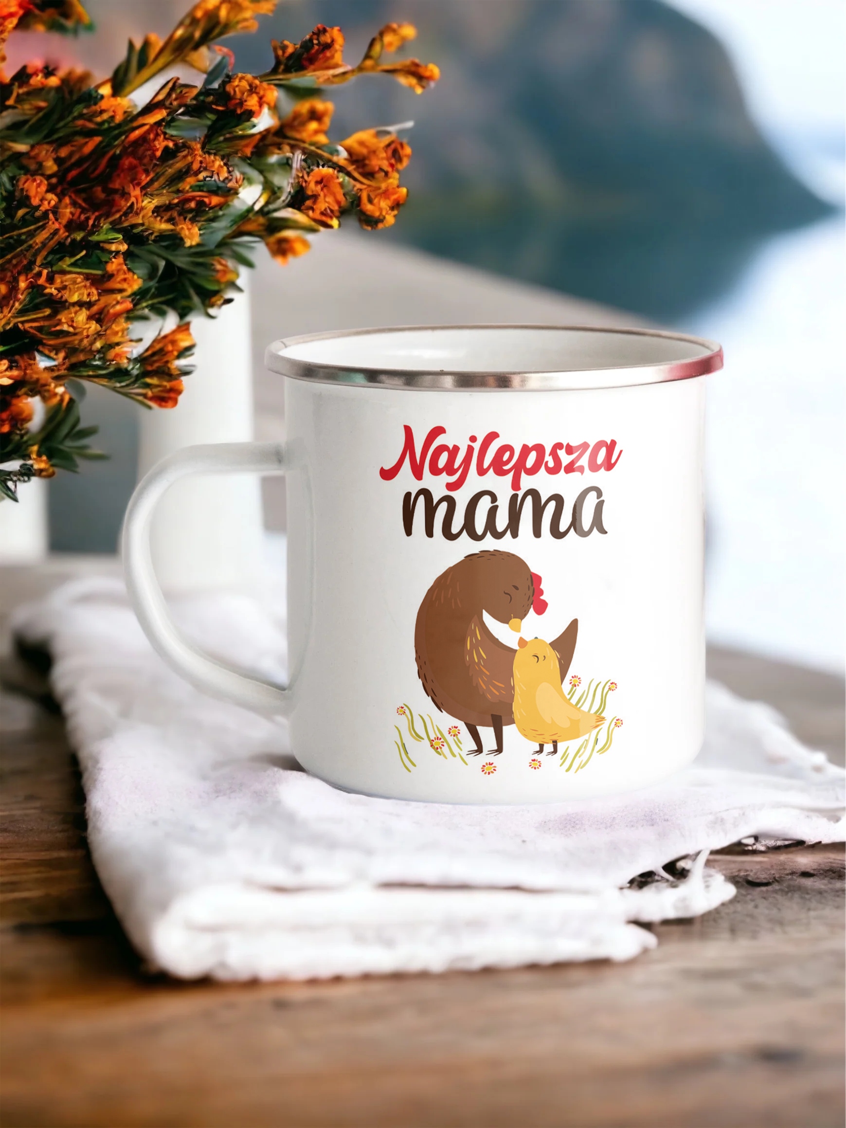 Emaliowany Kubek Garnuszek Dzień Matki Dla Mamy Prezent Najlepsza Mama