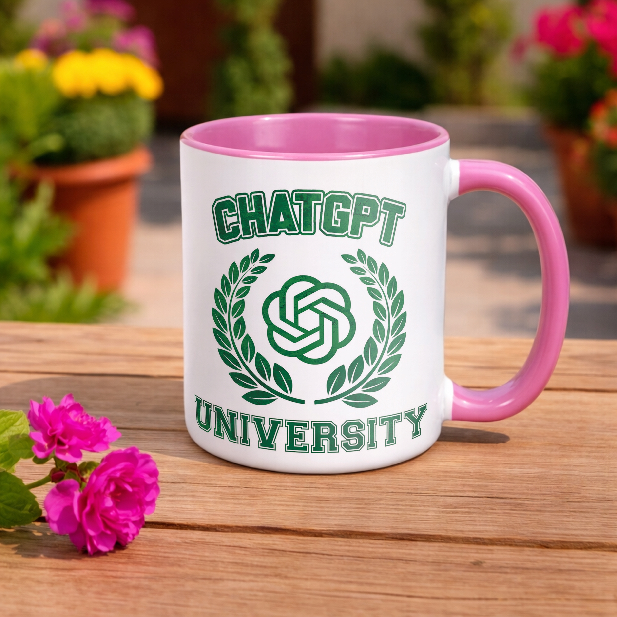 Kubek Różowy ChatGPT University Zabawny Prezent Upominek