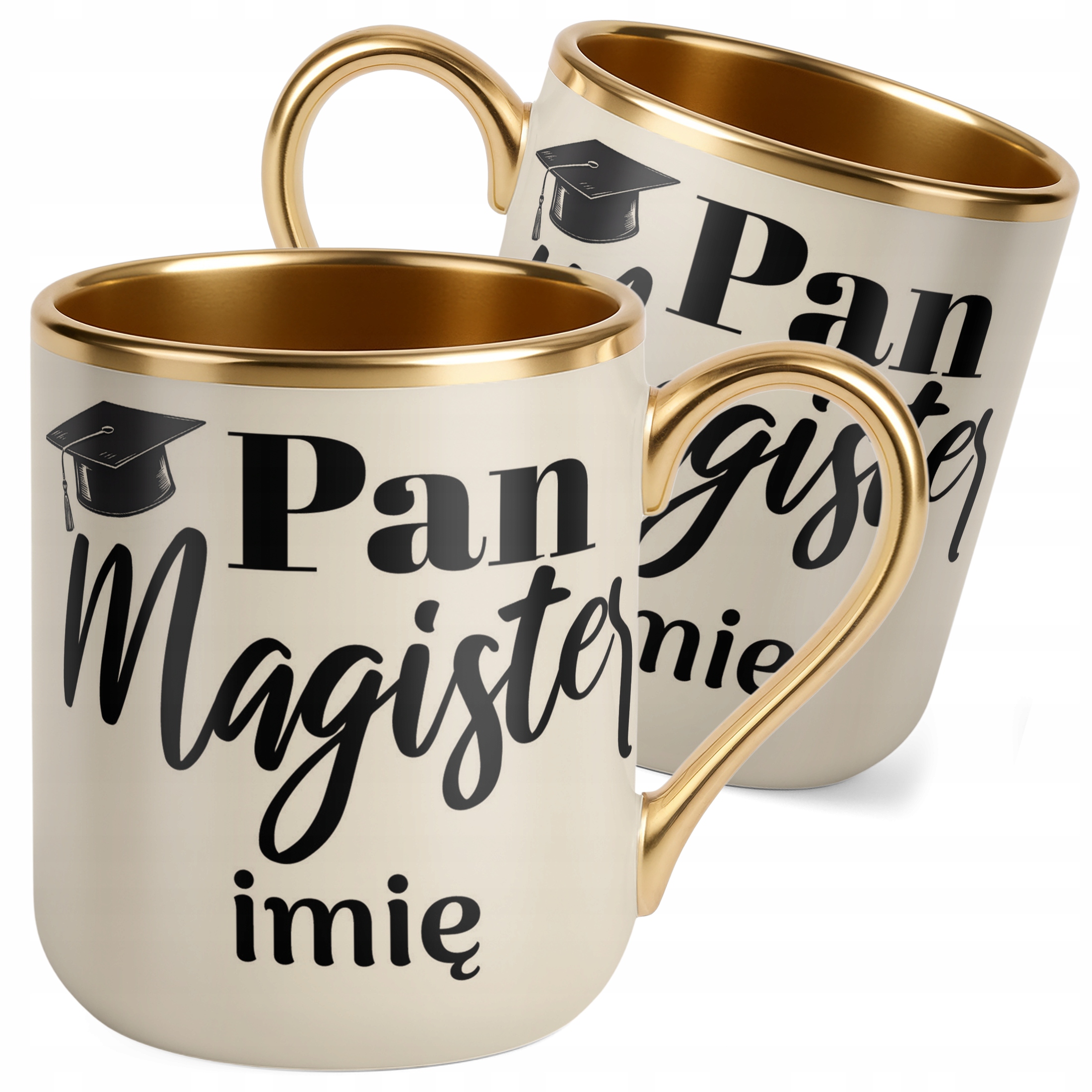 Kubek Premium Złoty Ecru Personalizowany Pan Magister