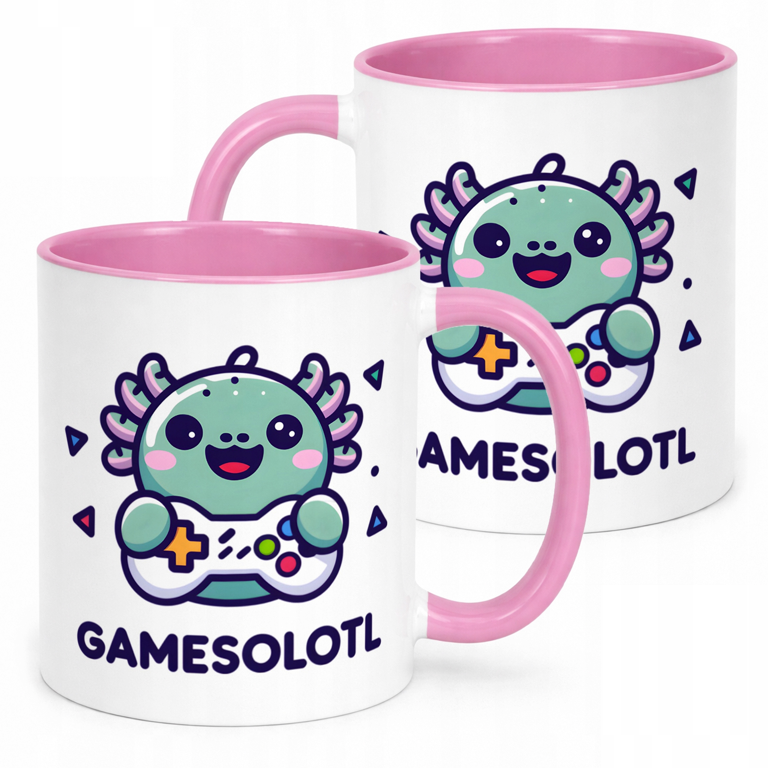Różowy kubek ceramiczny dla dzieci Aksolotl Axolotl Różowy Zwierzak Trend