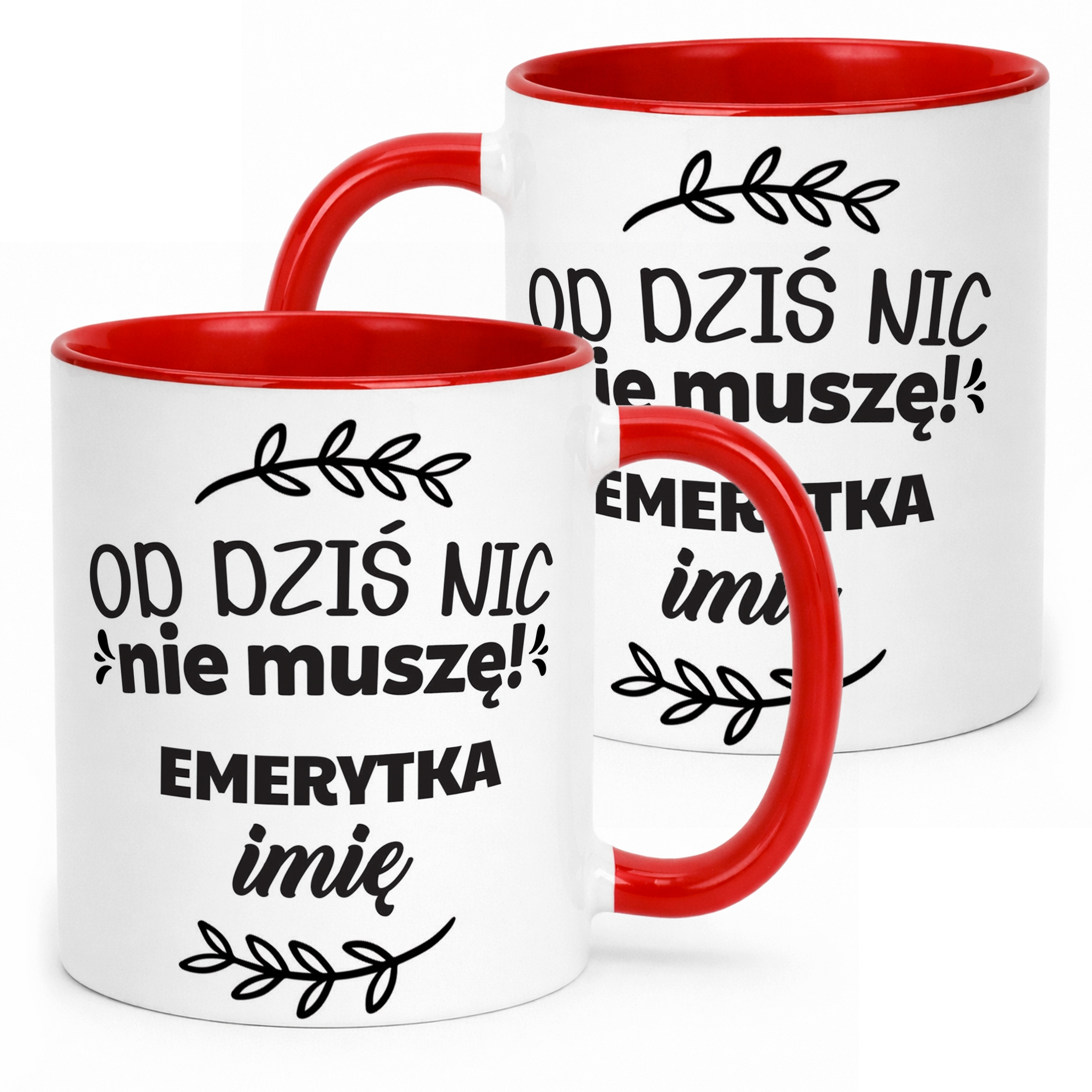 Kubek Czerwony Personalizowany z okazji Emerytury Dla Emerytki Prezent