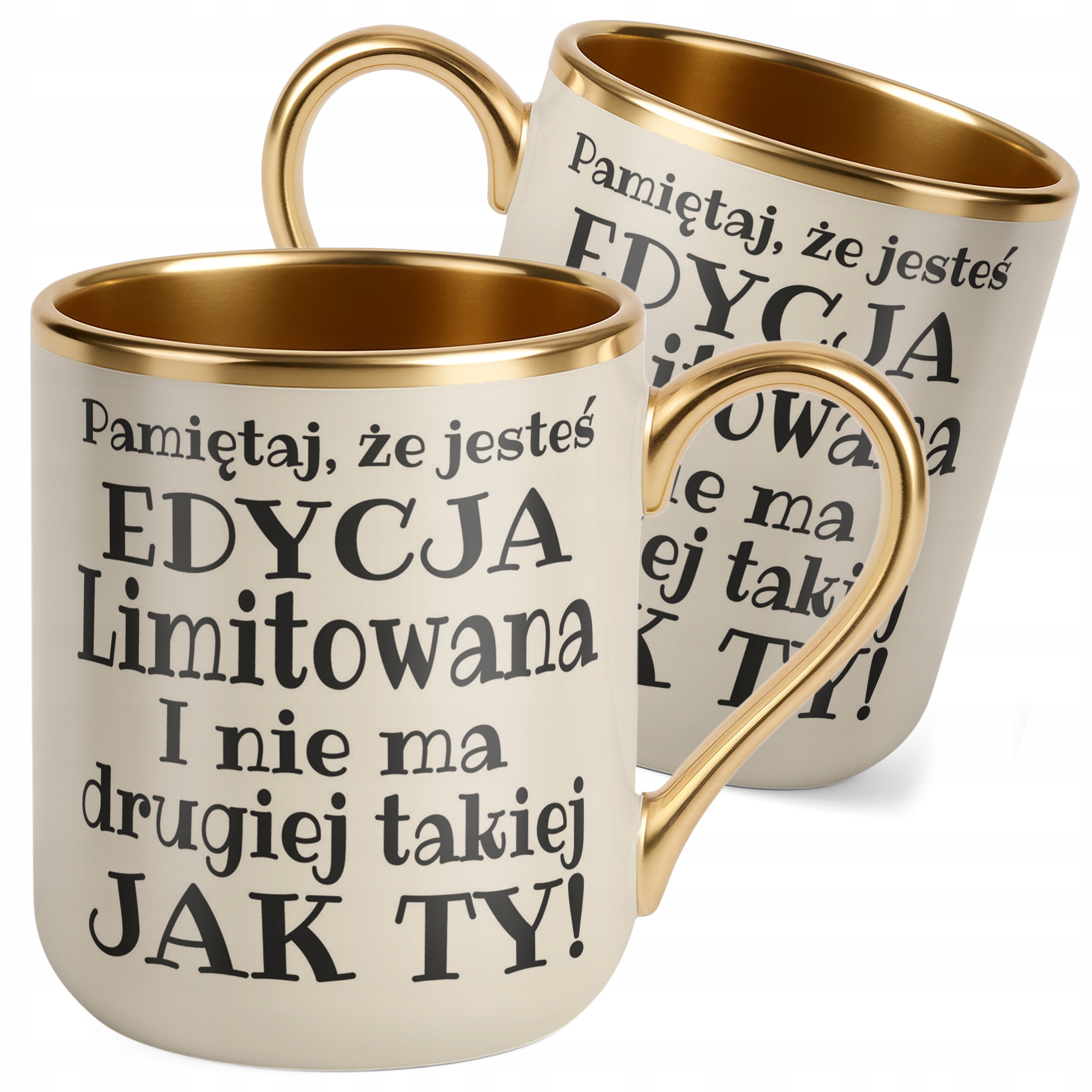 Kubek Premium Złoty Ecru Pamiętaj Że Jesteś Edycja Limitowana Prezent