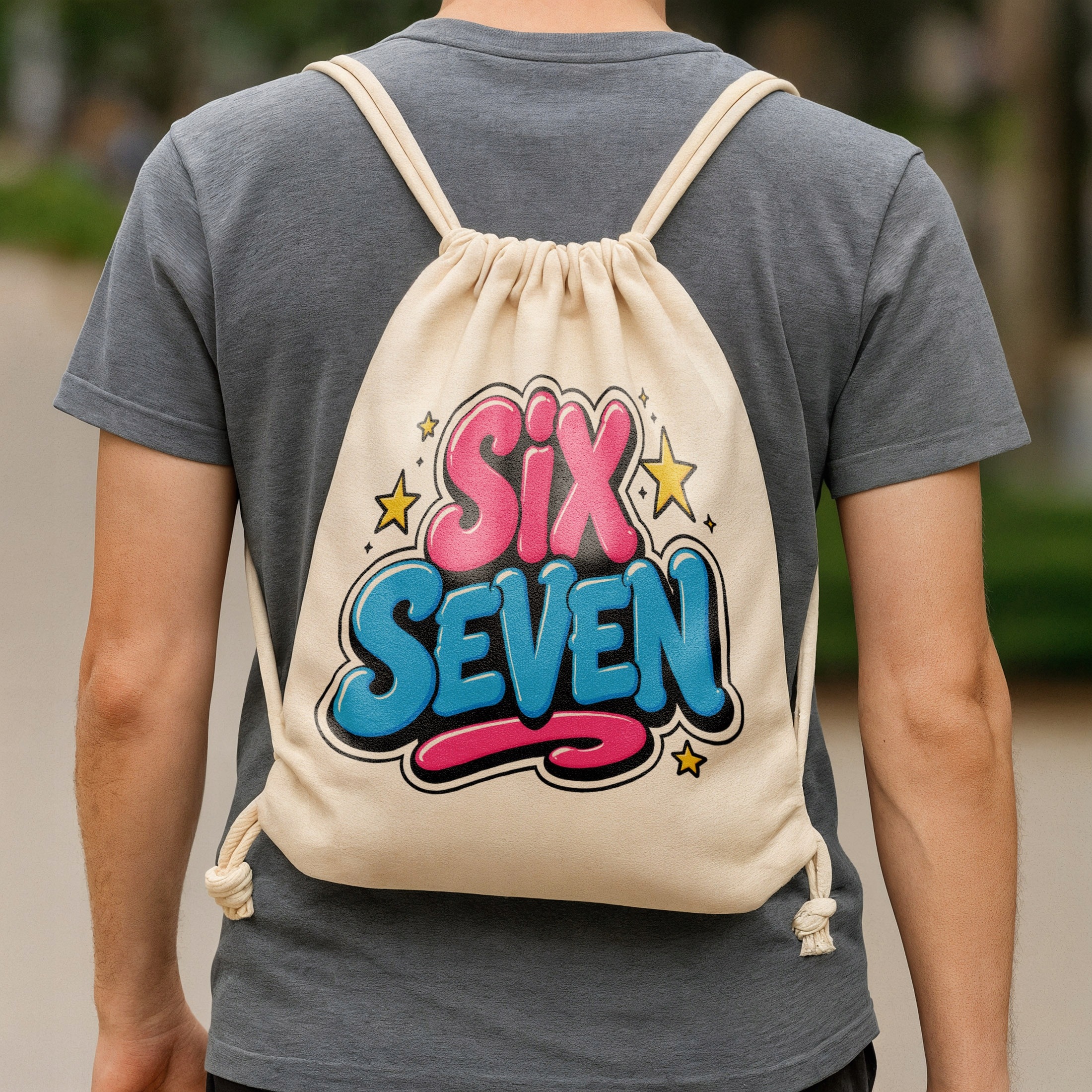 Zestaw Plecak Worek Kubek Czarny Z Nadrukiem SIX SEVEN Dla Dzieci