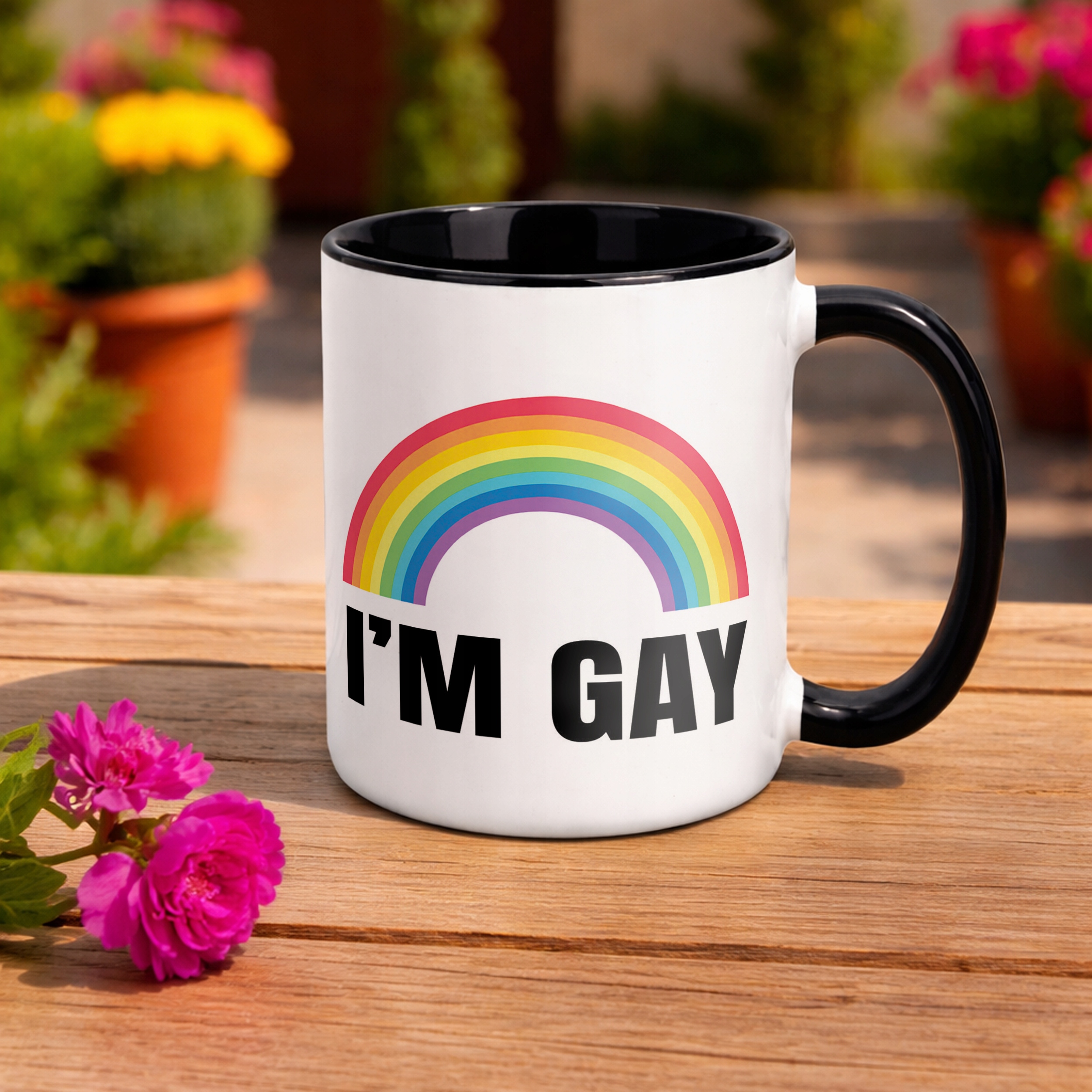 Kubek Czarny I’M GAY Tęcza LGBT Jestem Gejem