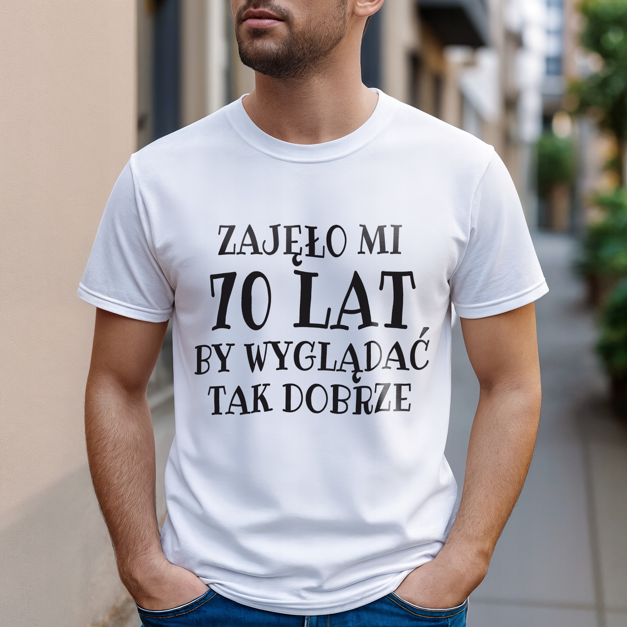 Koszulka biała męska Zajęło Mi 70 Urodziny Prezent Upominek r. 3XL