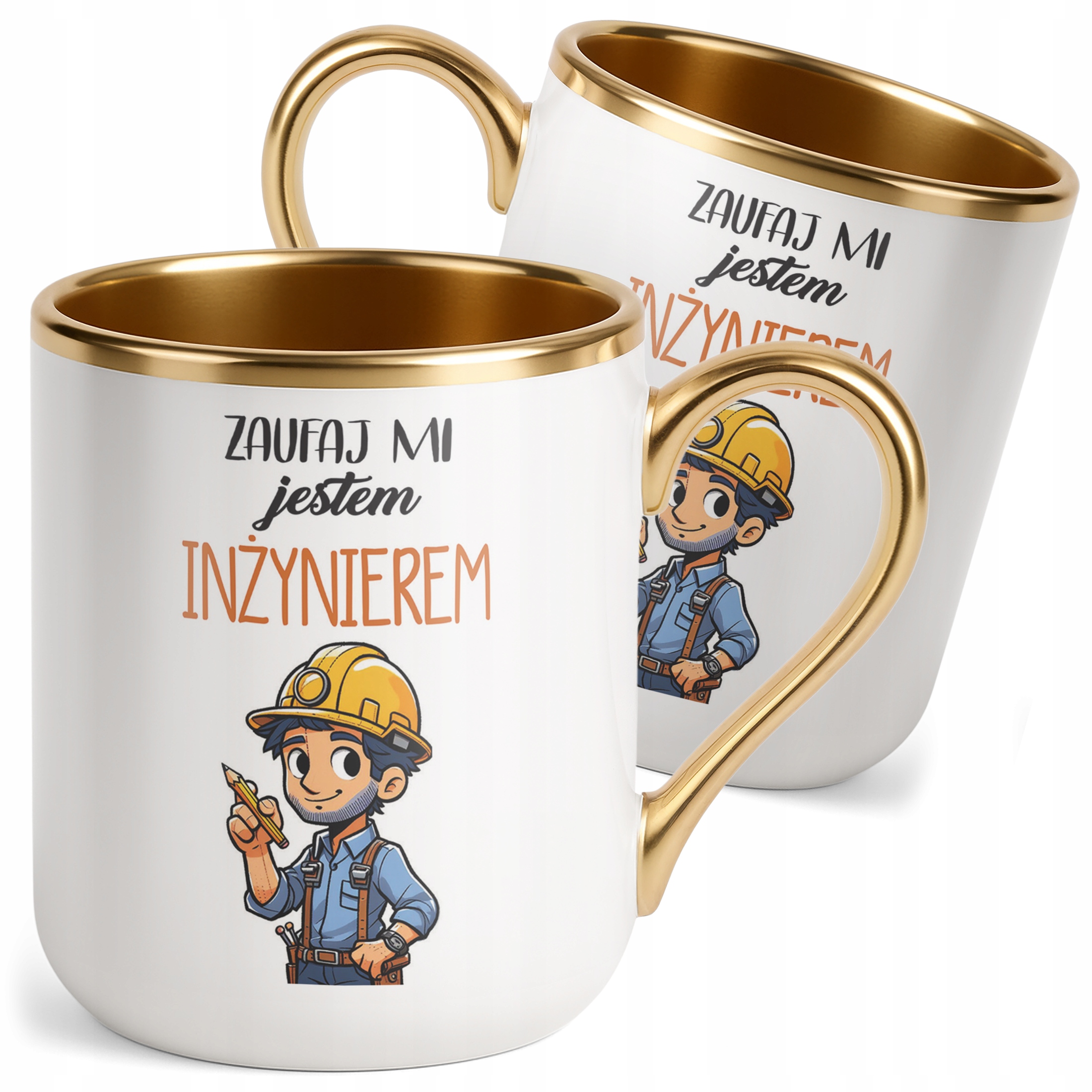 Kubek Premium Złoty Zaufaj Mi Jestem Inżynierem Prezent Upominek