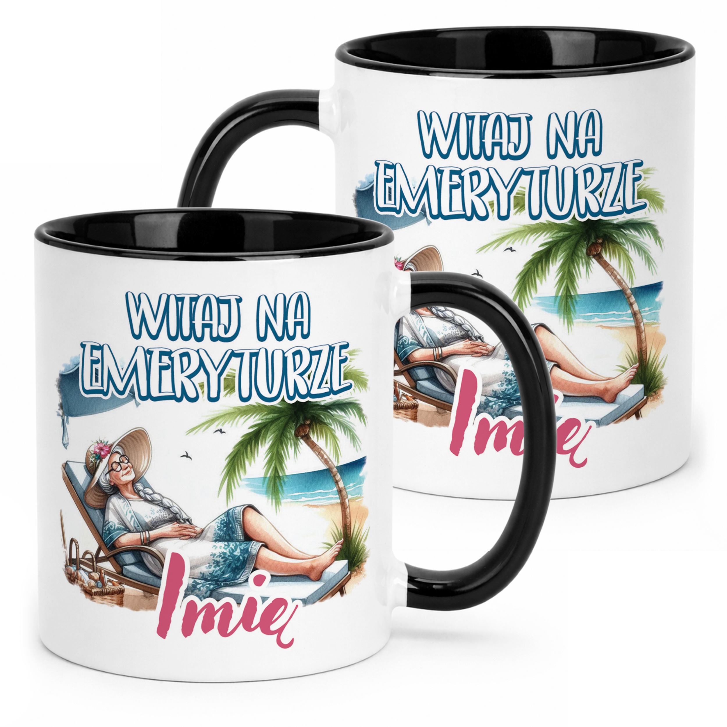 Kubek Czarny Personalizowany Z okazji Emerytury Dla Emerytki Prezent
