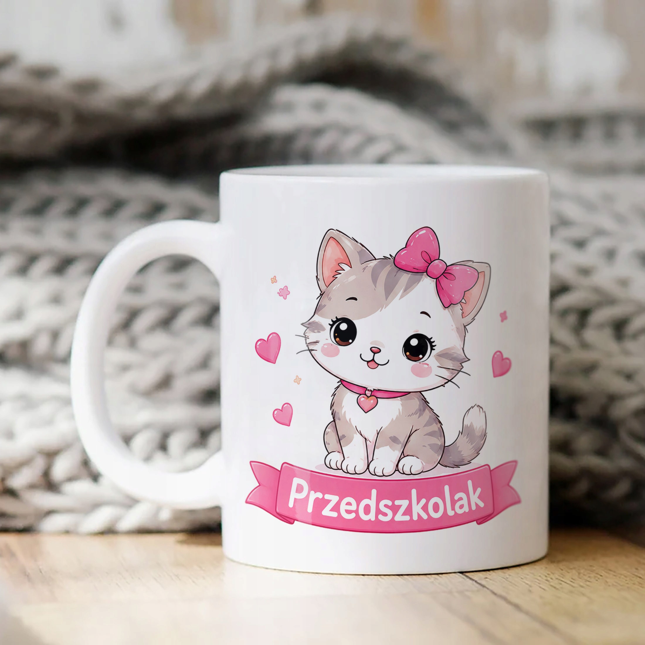 Biały Kubek z nadrukiem Przedszkolak Szkoła Dla Dzieci Prezent