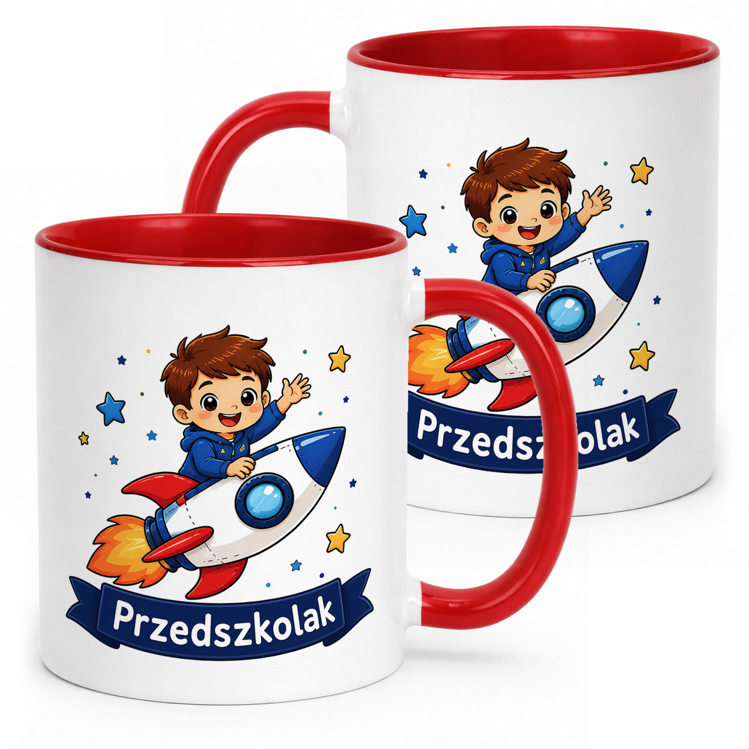 Kubek Czerwony z nadrukiem Przedszkolak Szkoła Dla Dzieci Prezent